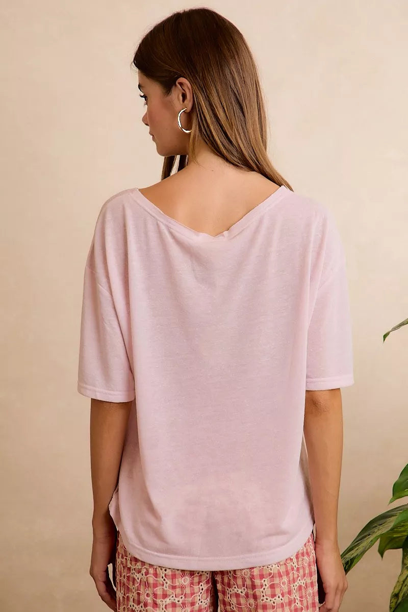 BiBi Solid Jersey Relaxed Fit Short Sleeves Pocket Top