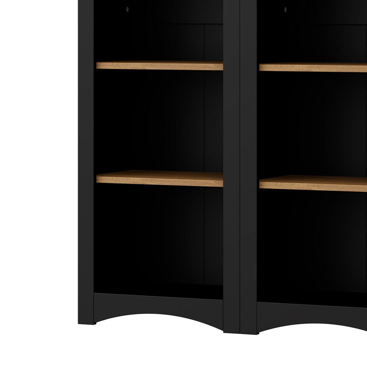 ON-TREND Free Standing 5 Tier Bookshelves, Bookcases Set of 2, Farmhouse Two-Tone Storage Cabinet with Adjustable Shelves, Modern 72'H Kitchen Pantry Cabinet for Living Room, Home Office, Black