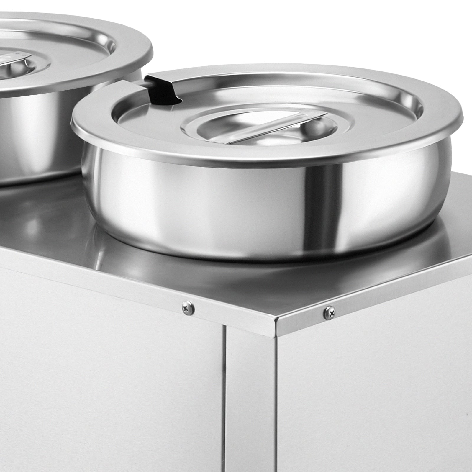 Electric Soup Warmer, Dual 7.4QT Stainless Steel Round Pot 86~185°F Adjustable Temp, 1200W Commercial Bain Marie with Anti-dry Burn and Reset Button, Soup Station for Restaurant, Buffet, Silver