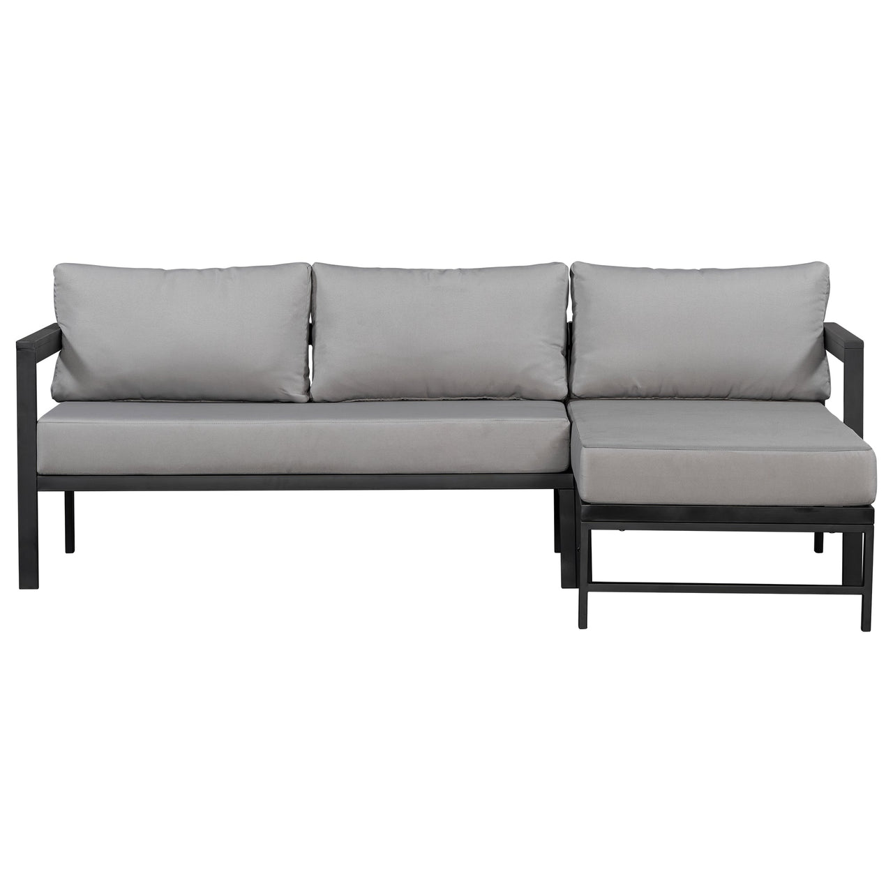 U_style Outdoor L-Shaped Sofa with Iron Frame,Weather-Resistant Patio Sofa Set with Ultra-Thick Cushions,Comfortable Seating for 3,Ideal for Patio, Balcony,and Garden