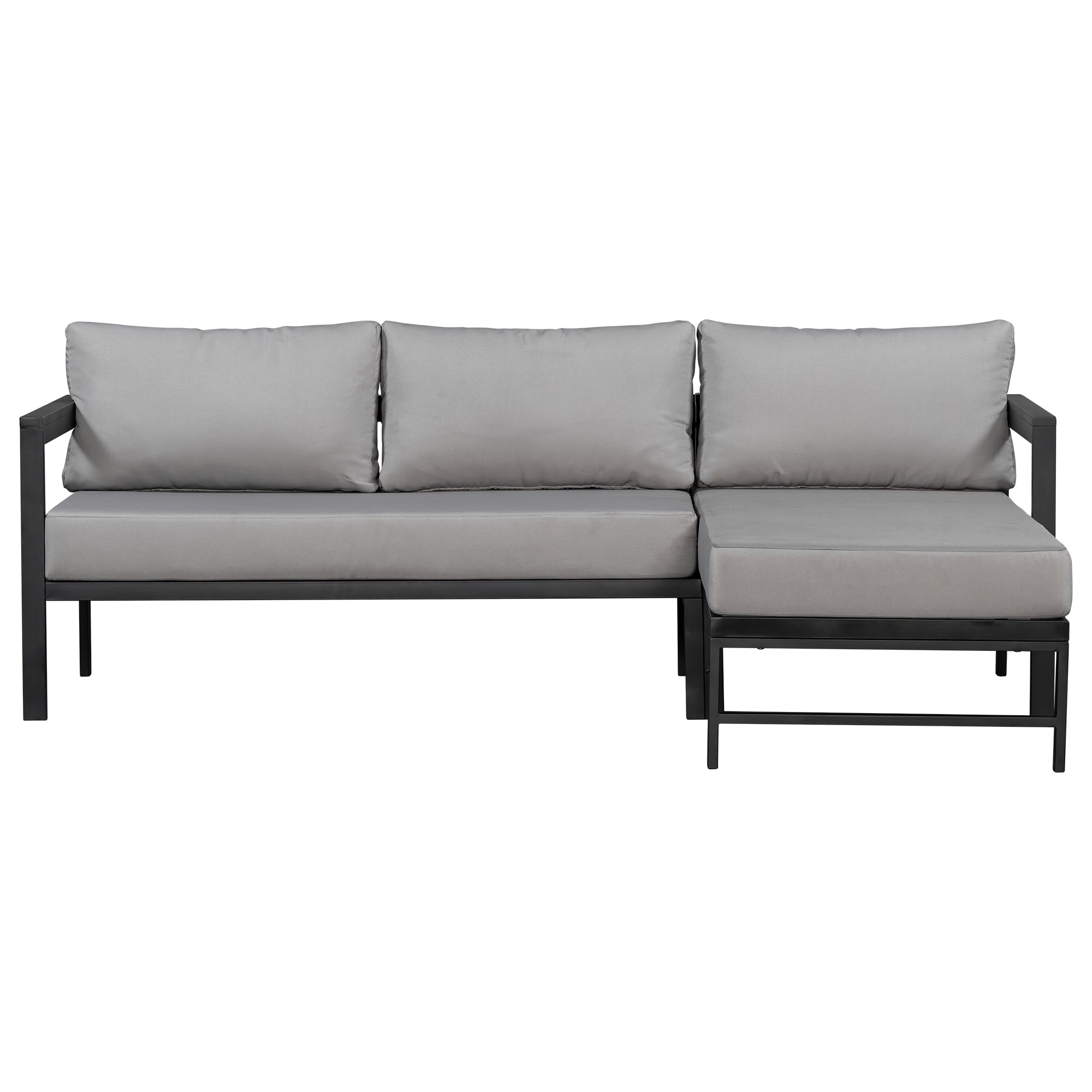 U_style Outdoor L-Shaped Sofa with Iron Frame,Weather-Resistant Patio Sofa Set with Ultra-Thick Cushions,Comfortable Seating for 3,Ideal for Patio, Balcony,and Garden