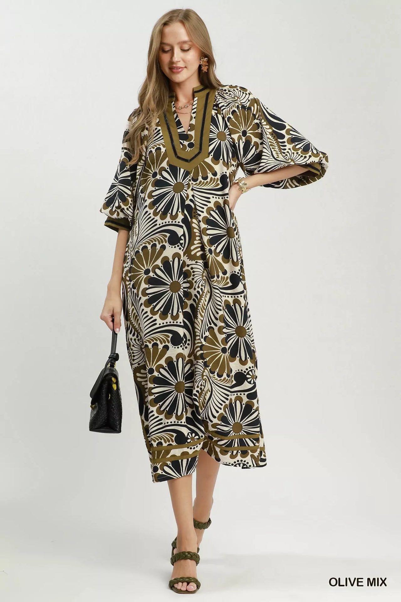 Umgee Abstract Print Midi Dress