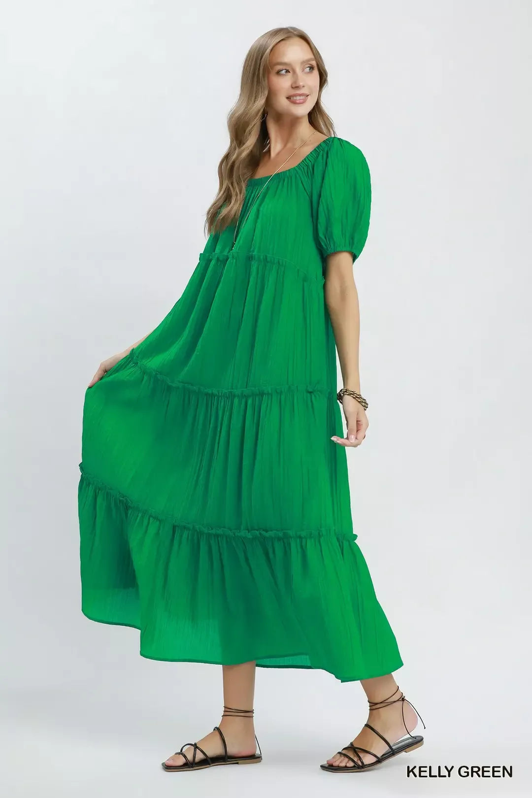 Umgee Textured Tiered Midi Dress