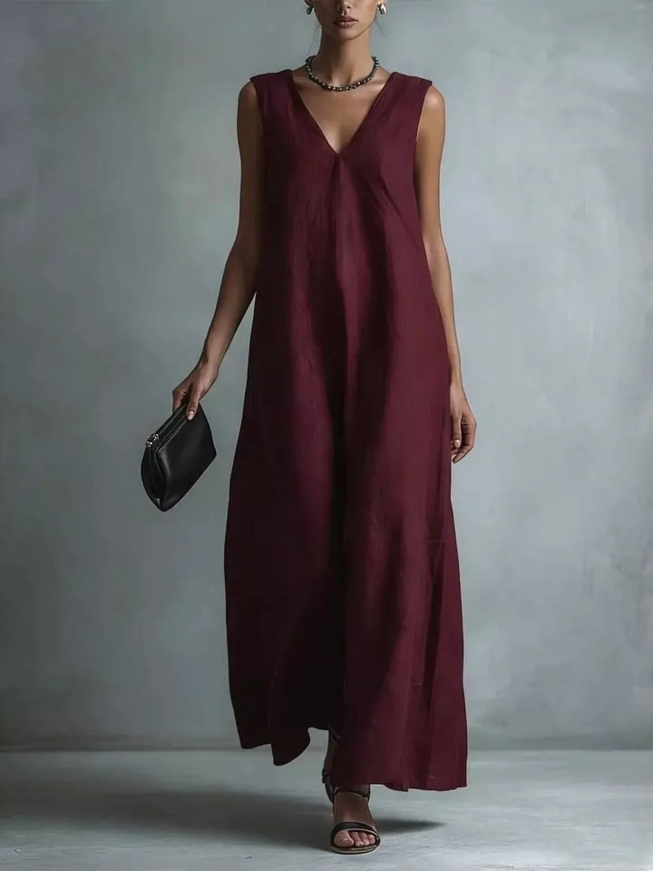 Full Size V-Neck Sleeveless Maxi Dress Plus Size