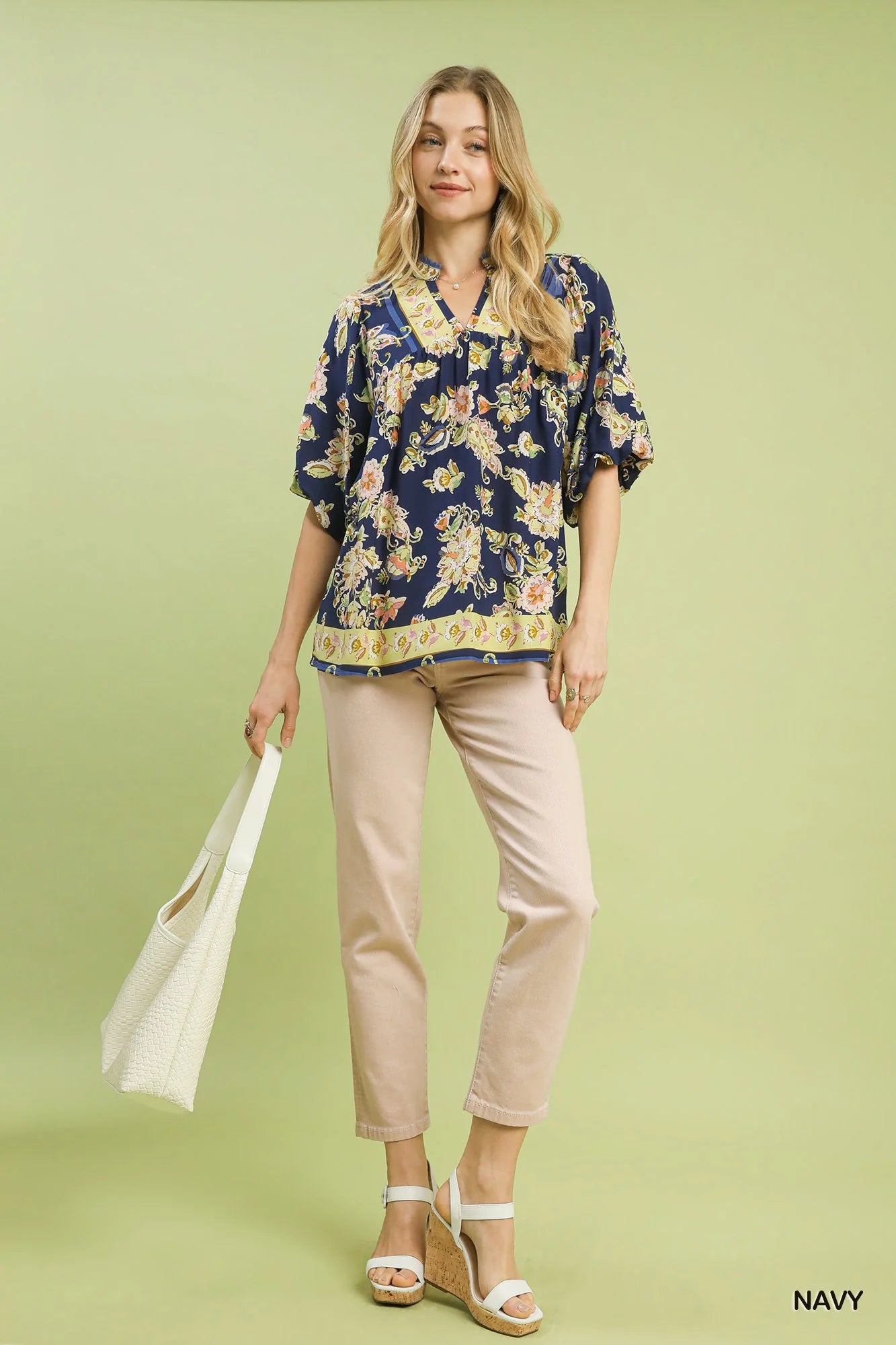 Umgee Apricot Floral Boho Blouse