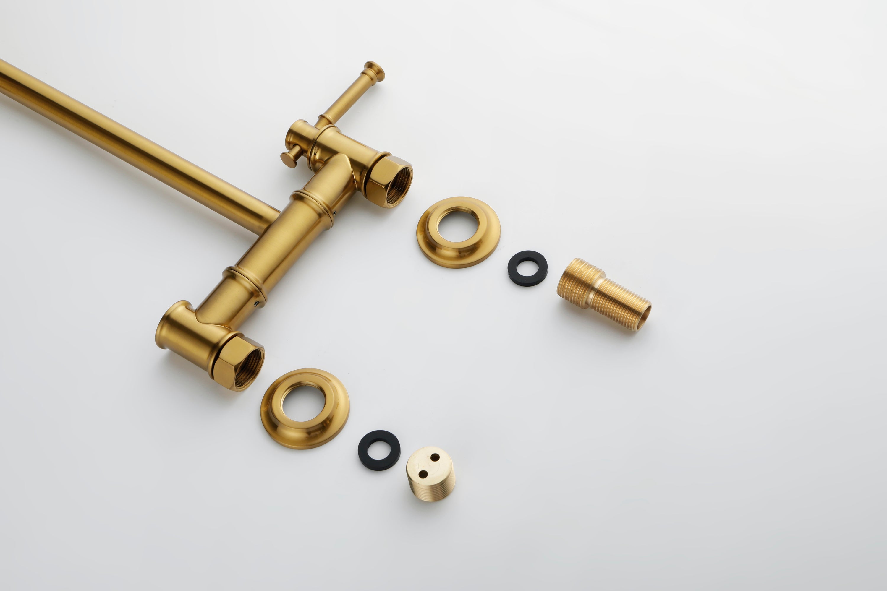 Wall mounted Pot Filler Faucet, Modern Brass Pot Filler Two-Attachment Wall Mount Folding Kitchen Pot Filler Swing Arm