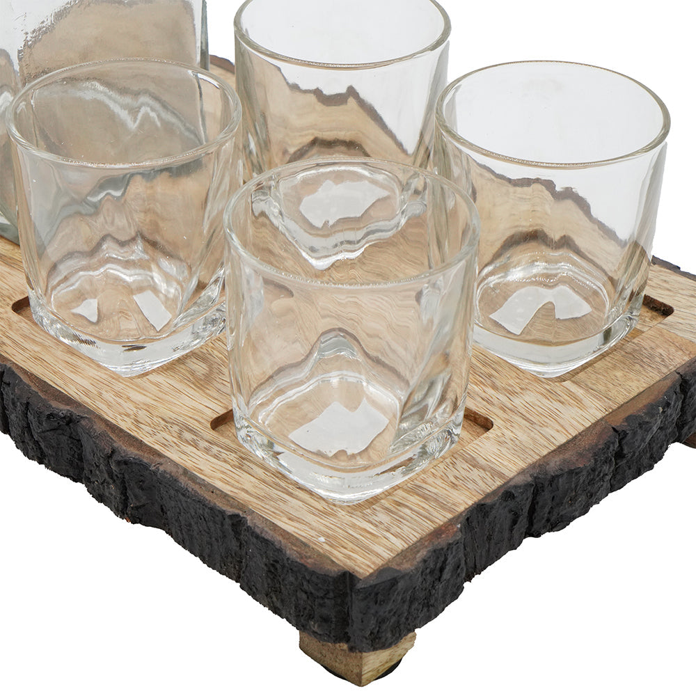 S/6 Alaine Bar Set with Mango Wood Stand