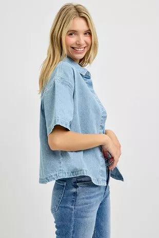 RISEN Oversized Half Sleeve Cropped Shirts