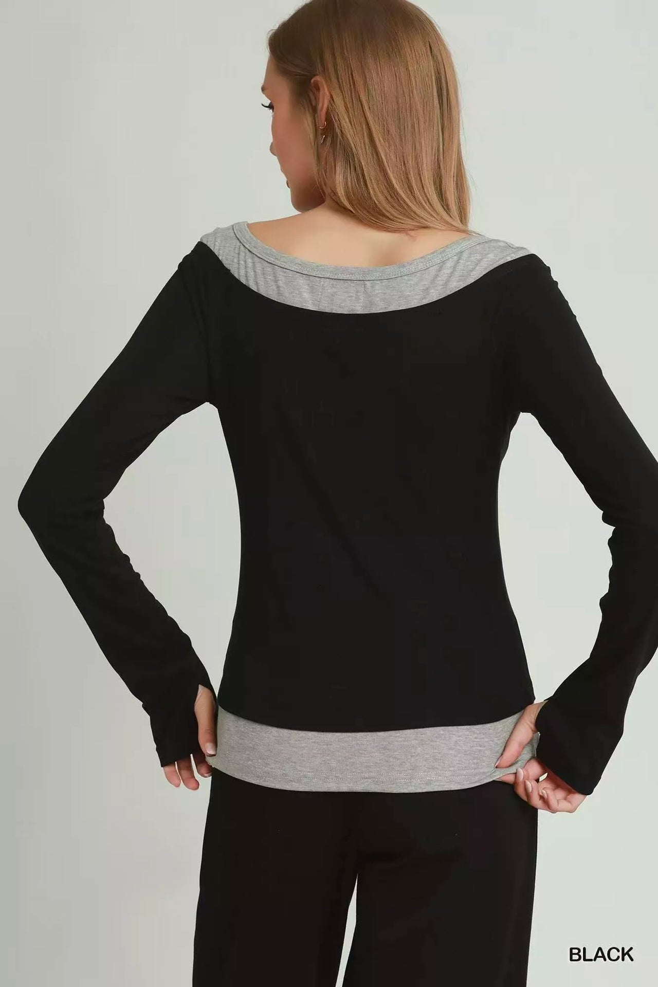 Umgee Layered Twofer Long Sleeve Top