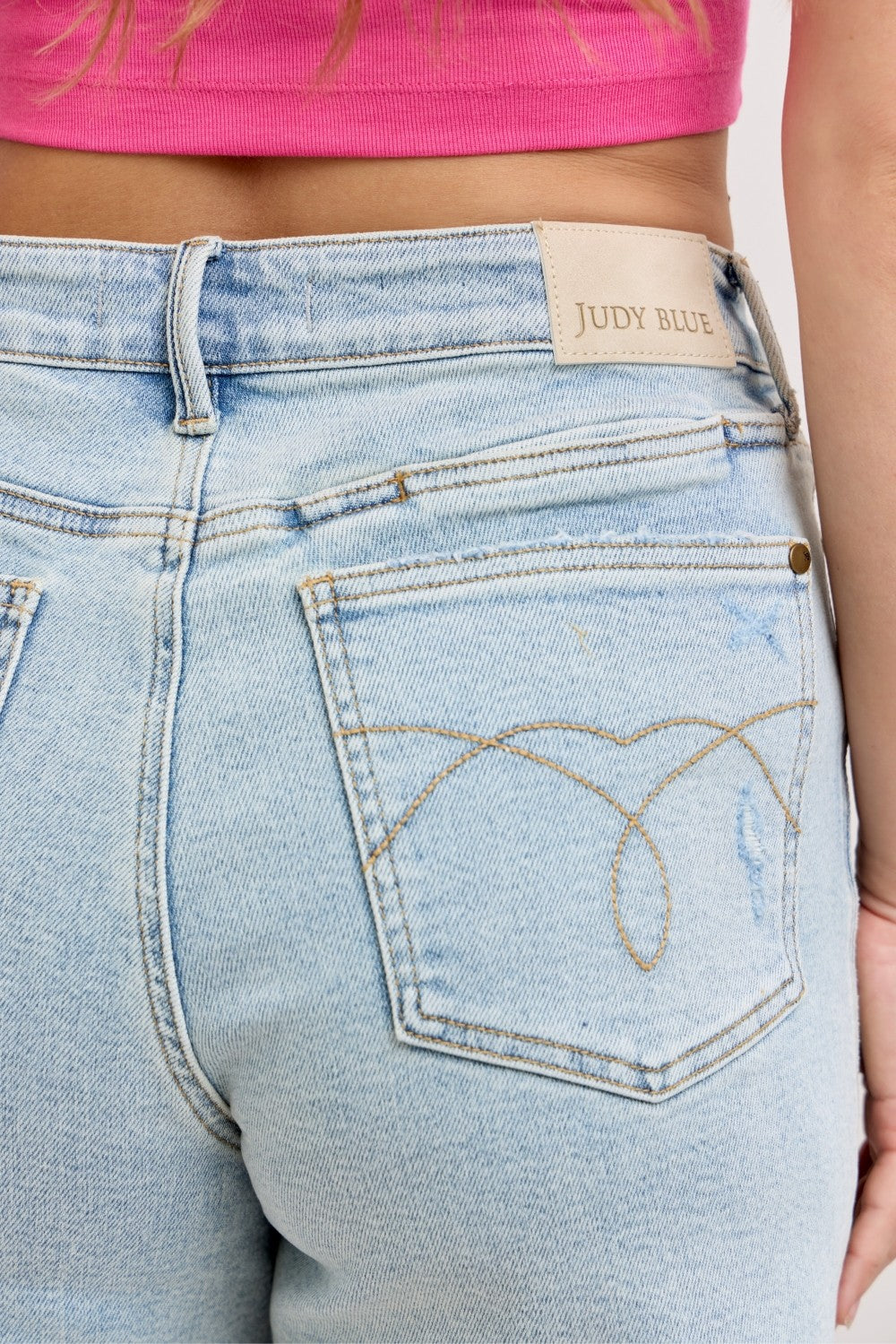 Judy Blue High-Waisted Rigid Magic Dad Short Wwith Cell Phone Back Pockets