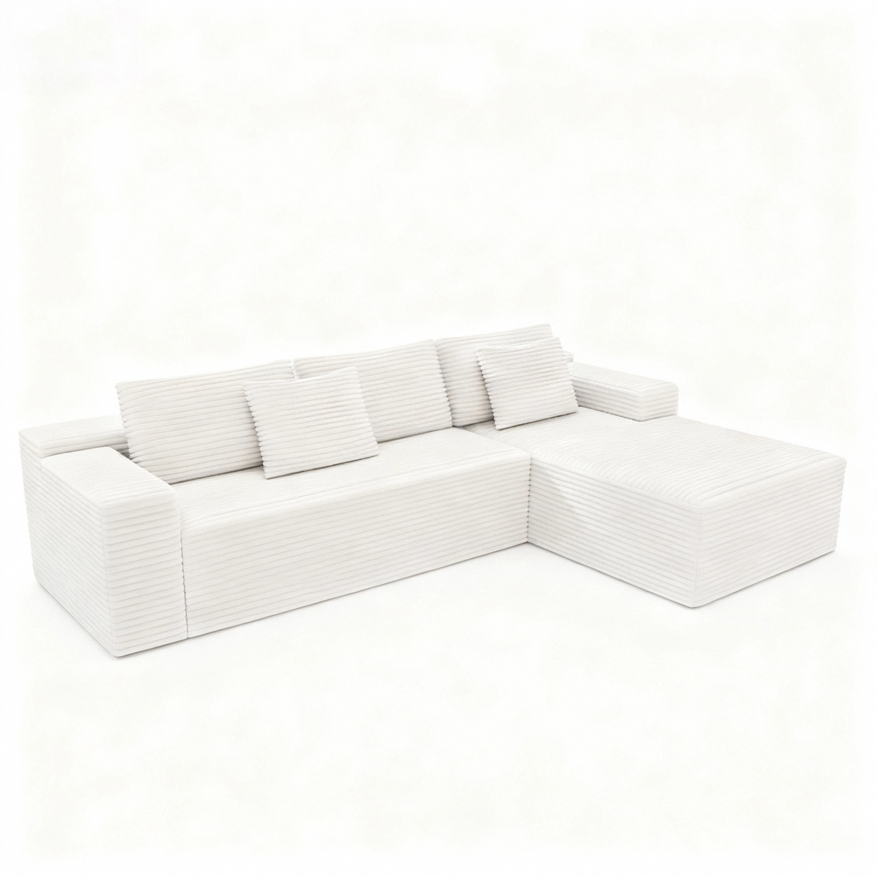 104.3*68.9'Modular sectional sofa seat,Upholstered compressed couch for living room,Bedroom,Apartment,No assembly required,2PC free combination,Plush corduroy fabric,WHTIE