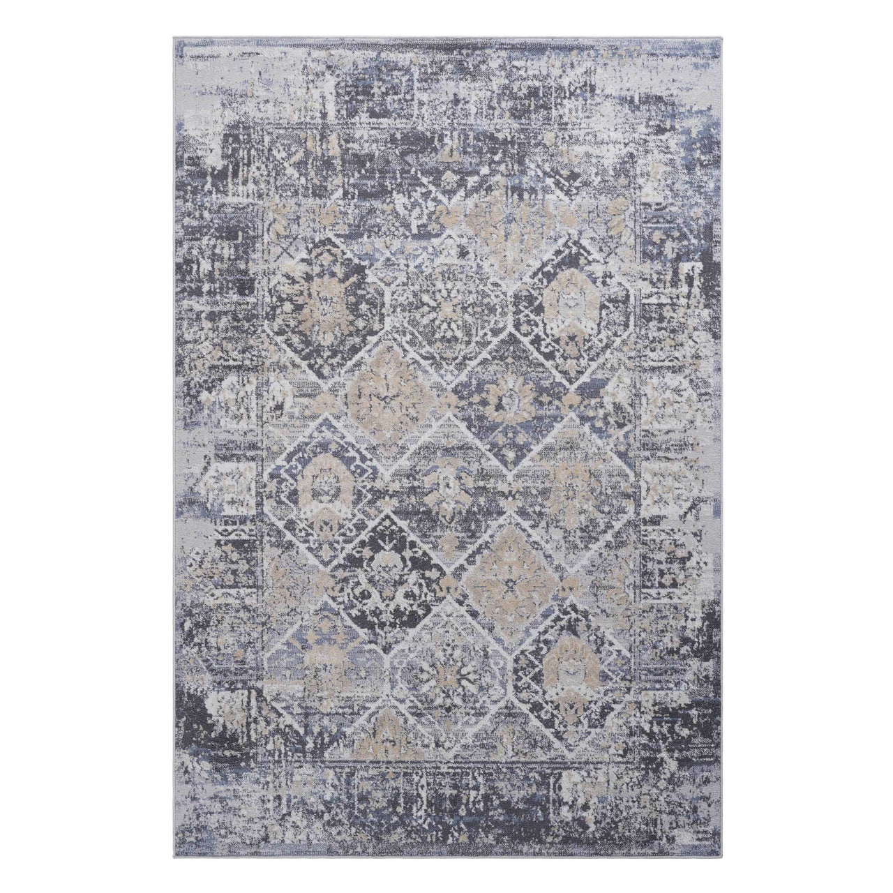 NAAR PAYAS Collection 5X7 Grey / Blue / Traditional Area Rug