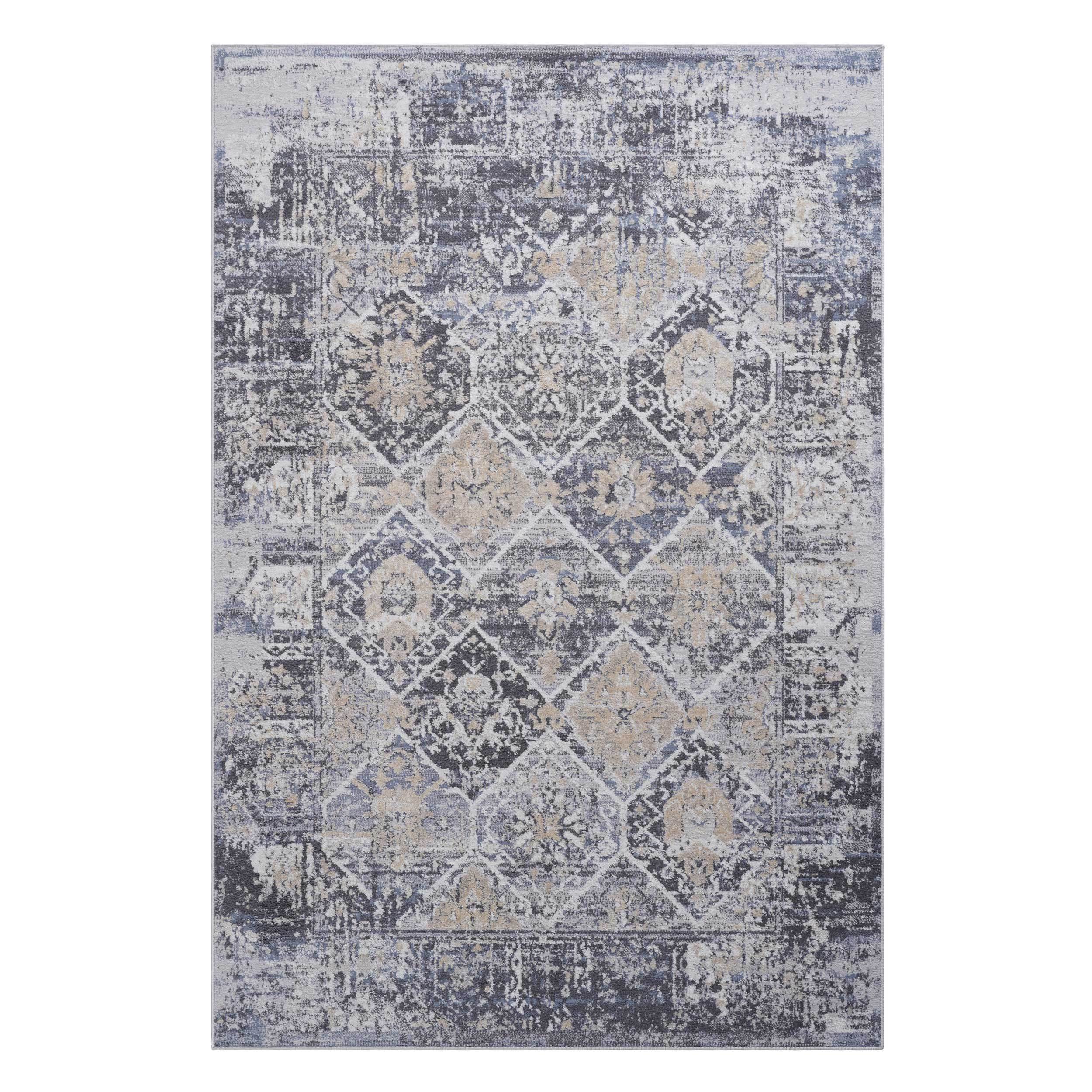 NAAR PAYAS Collection 5X7 Grey / Blue / Traditional Area Rug