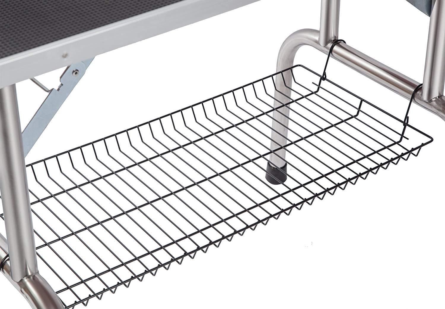 Professional Dog Grooming Table Large Adjustable Heavy Duty Portable with Arm and Noose Mesh Tray in Black Stainless Steel