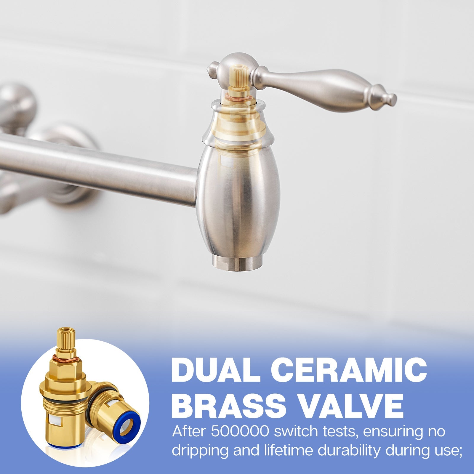 Pot Filler,Wall Mount Commercial Pot Filler Faucet,Brass Material Kitchen Folding Faucet,Coffee Machine Faucet with Stretchable Double Joint Swing Arms,Style A,Brushed Nickel