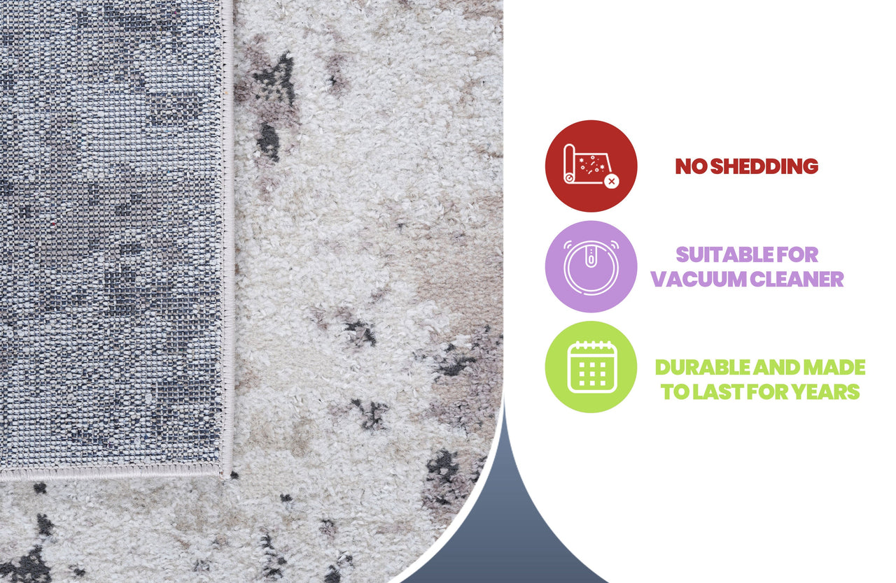 NAAR PAYAS Collection 6X9 Cream / Brown / Abstract Area Rug