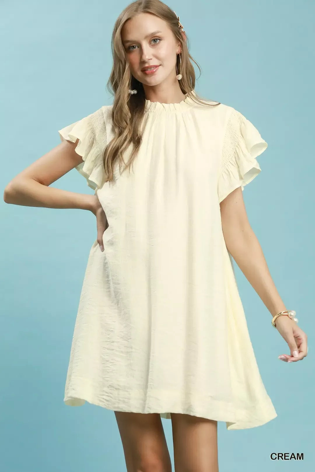 Umgee Ruffle Flutter Sleeve Dress