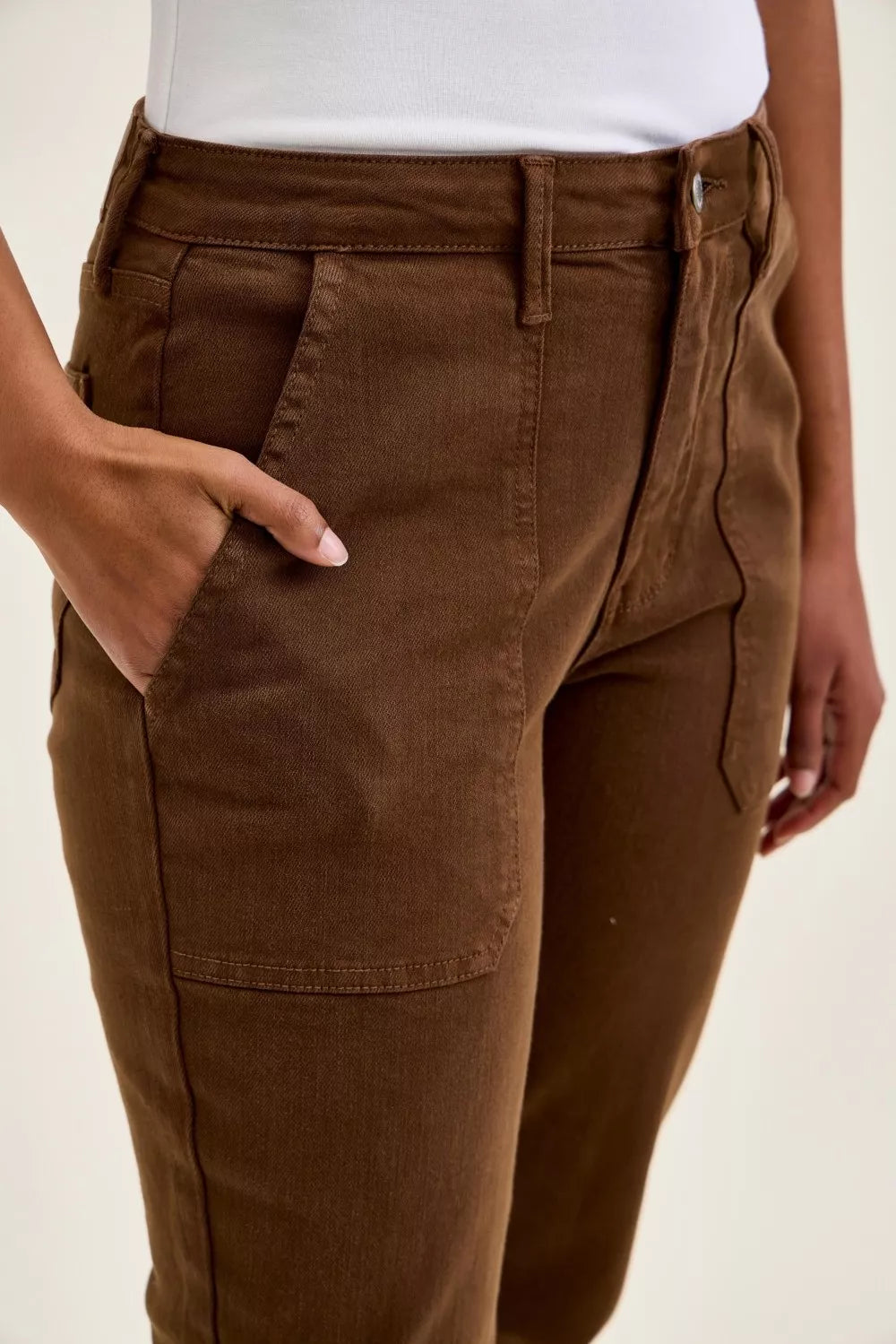 Judy Blue High Waist Aurora Weekender Jeans with Knee Darts C Mahogany