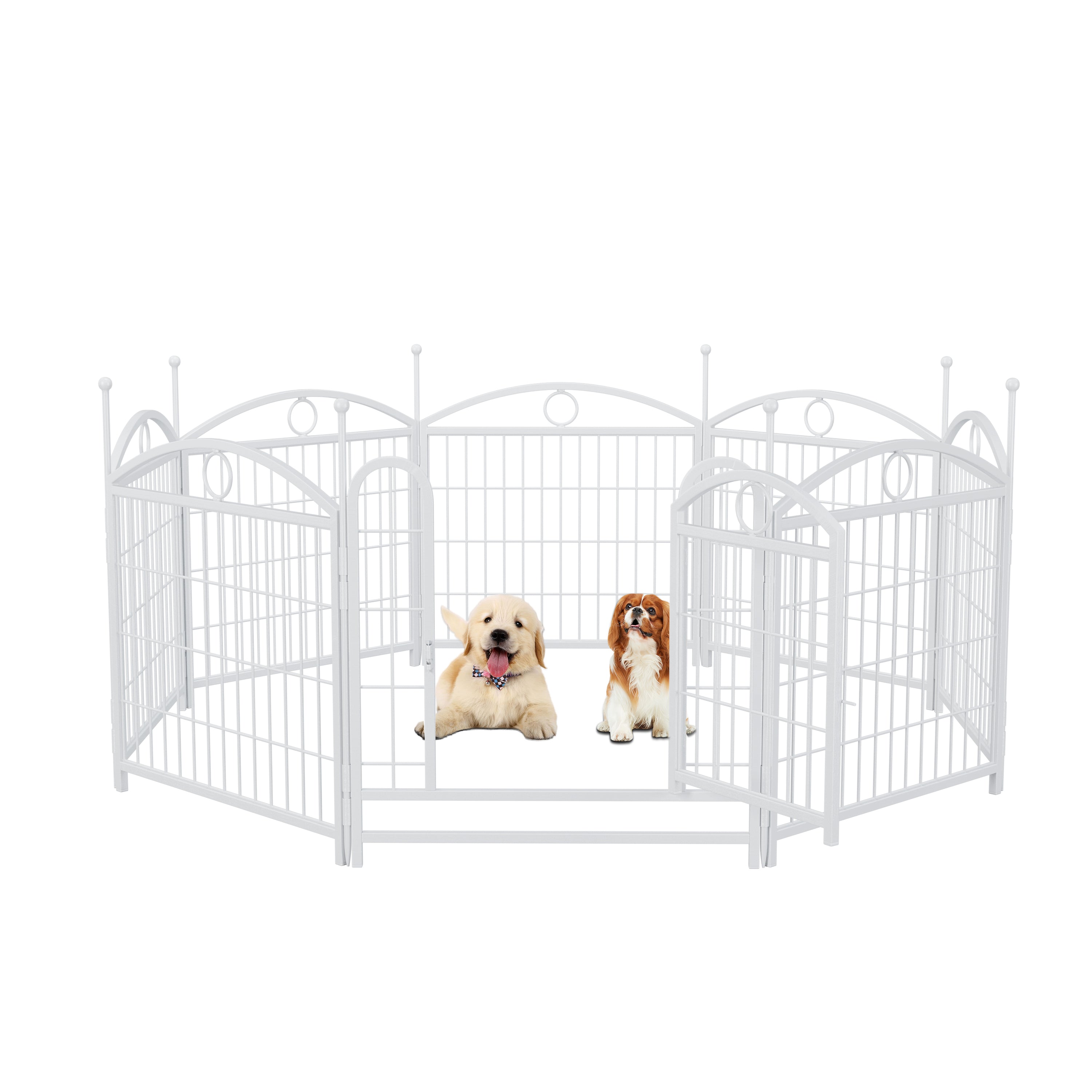 Dog Playpen Indoor 24 inch 8 Panels Metal Dog Pen Pet Dog Fence Outdoor Exercise Pen with Doors, Heavy Duty Dog Fence Puppy Pen for Large Medium Small Dogs Indoor Outdoor Foldable Pet Exercise Pen