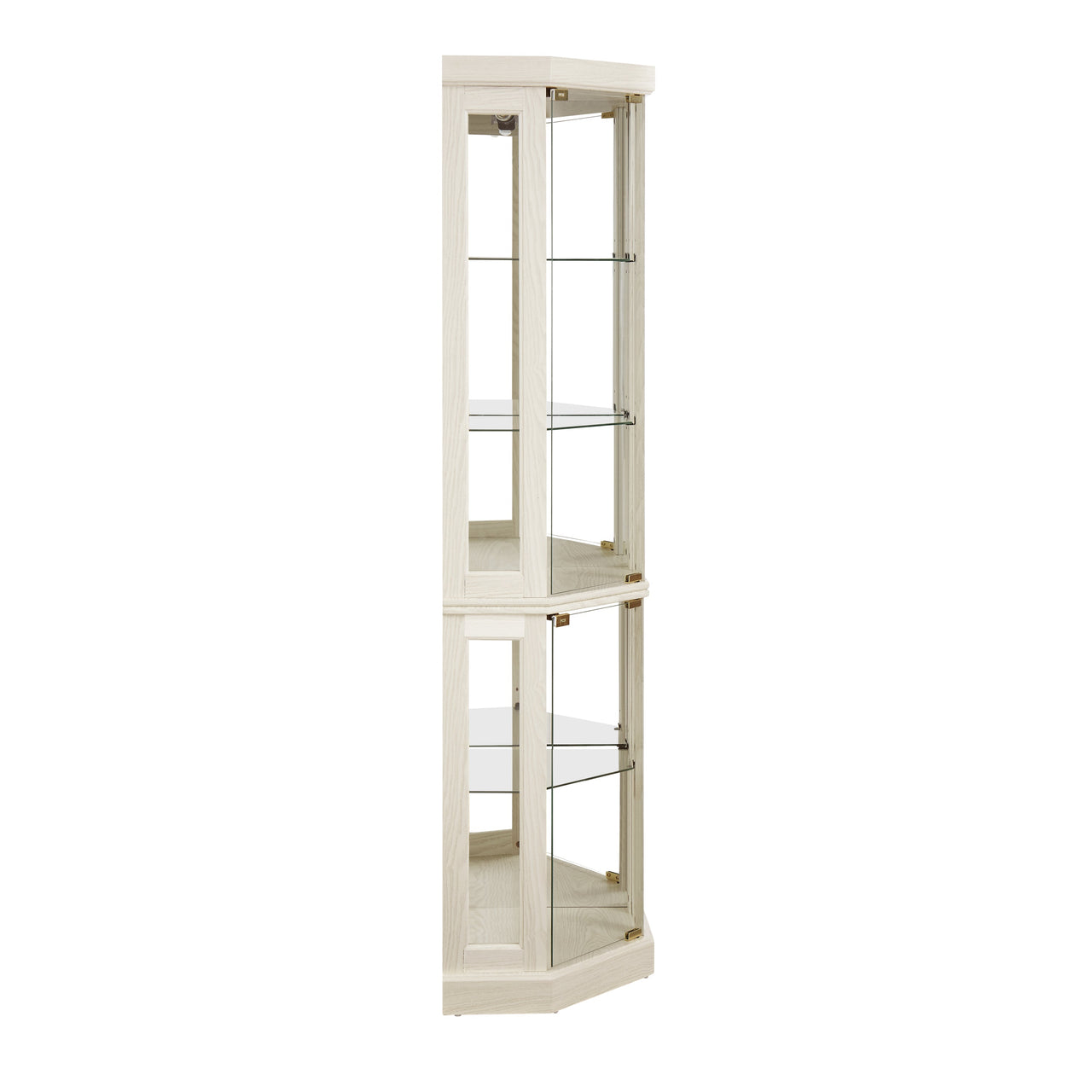 Lighted Corner Curio Cabinet - Display Case for Living Room, Antique Collectibles, Wine & Bar Glass Storage - Elegant Corner Design with Lights Included- White