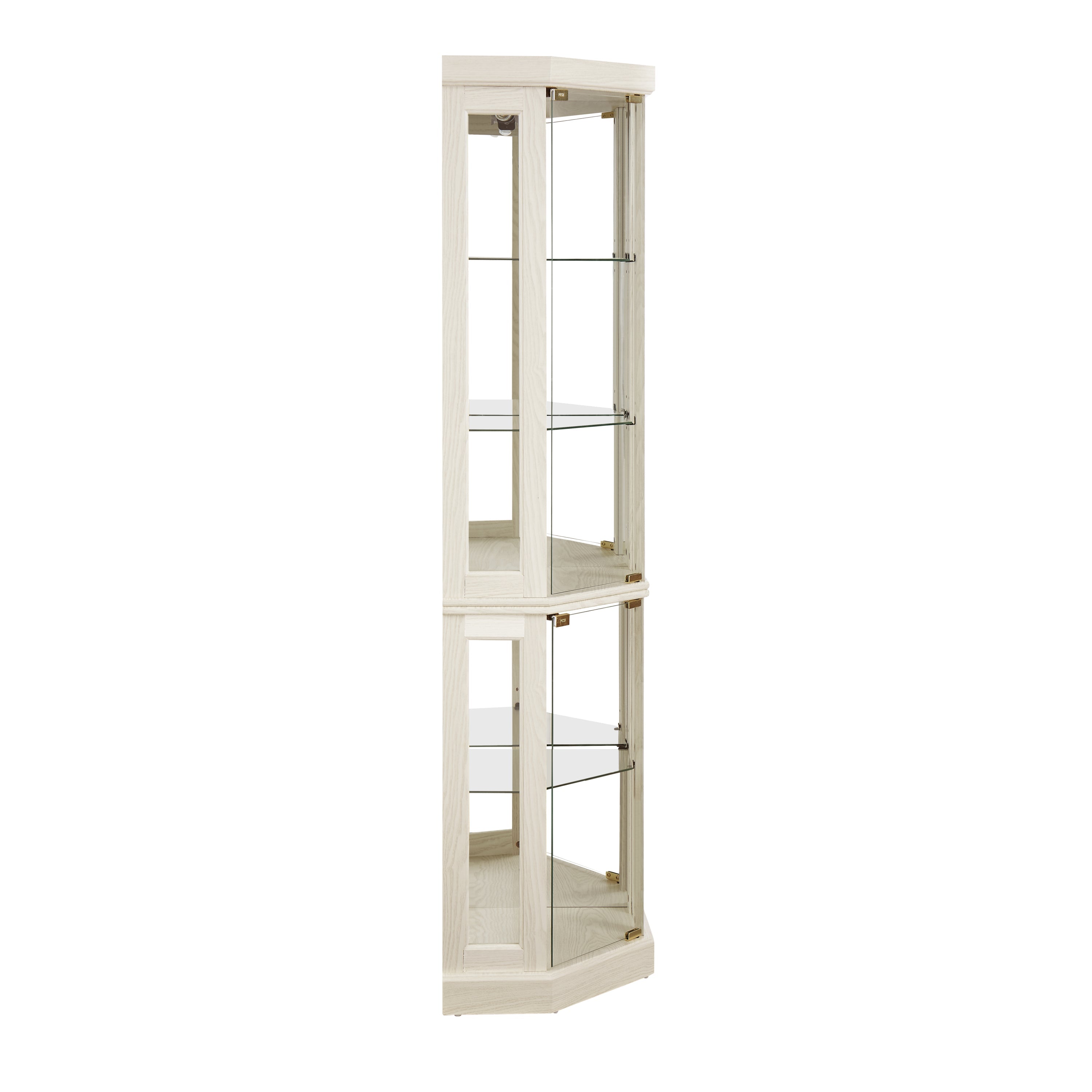 Lighted Corner Curio Cabinet - Display Case for Living Room, Antique Collectibles, Wine & Bar Glass Storage - Elegant Corner Design with Lights Included- White