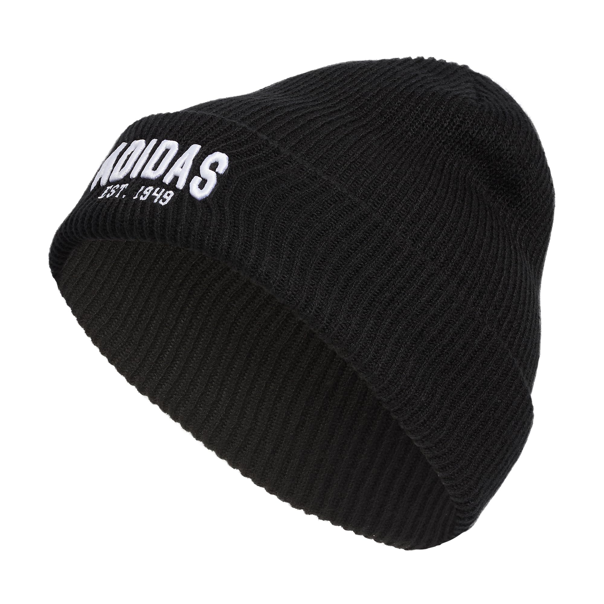 adidas Mens Foundation Beanie Standard fit Cuffed Acrylic Knit hat/Cap for Winter Black/White/Carbon Grey One Size