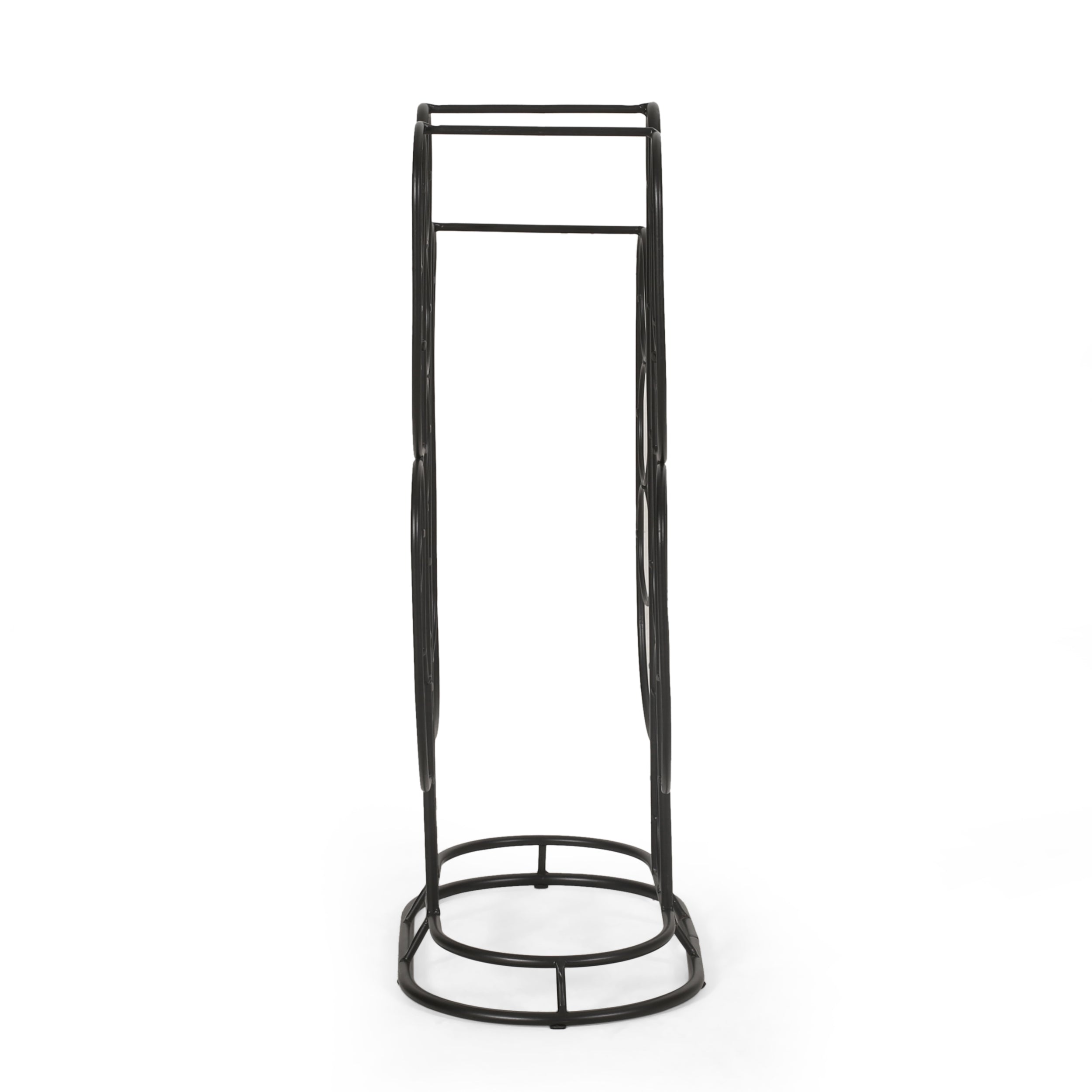 Modern Industrial Tabletop Wine Rack with Cactus Design in Black Metal for 13 Bottles