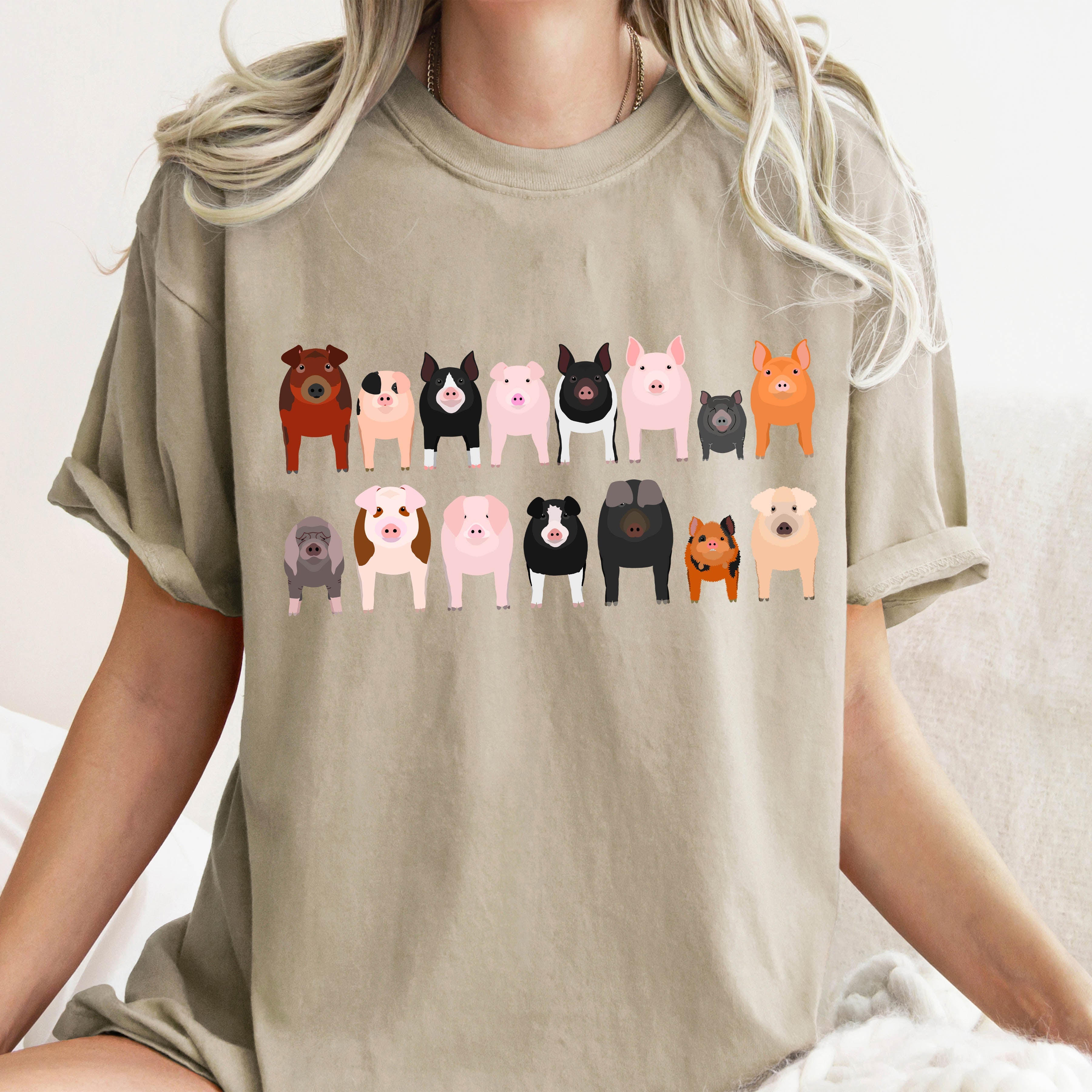 Pig Lovers Farm Animal Illustration Breeds Pet Portraits And Farm Life Enthusiasts Comfort Colors Tee