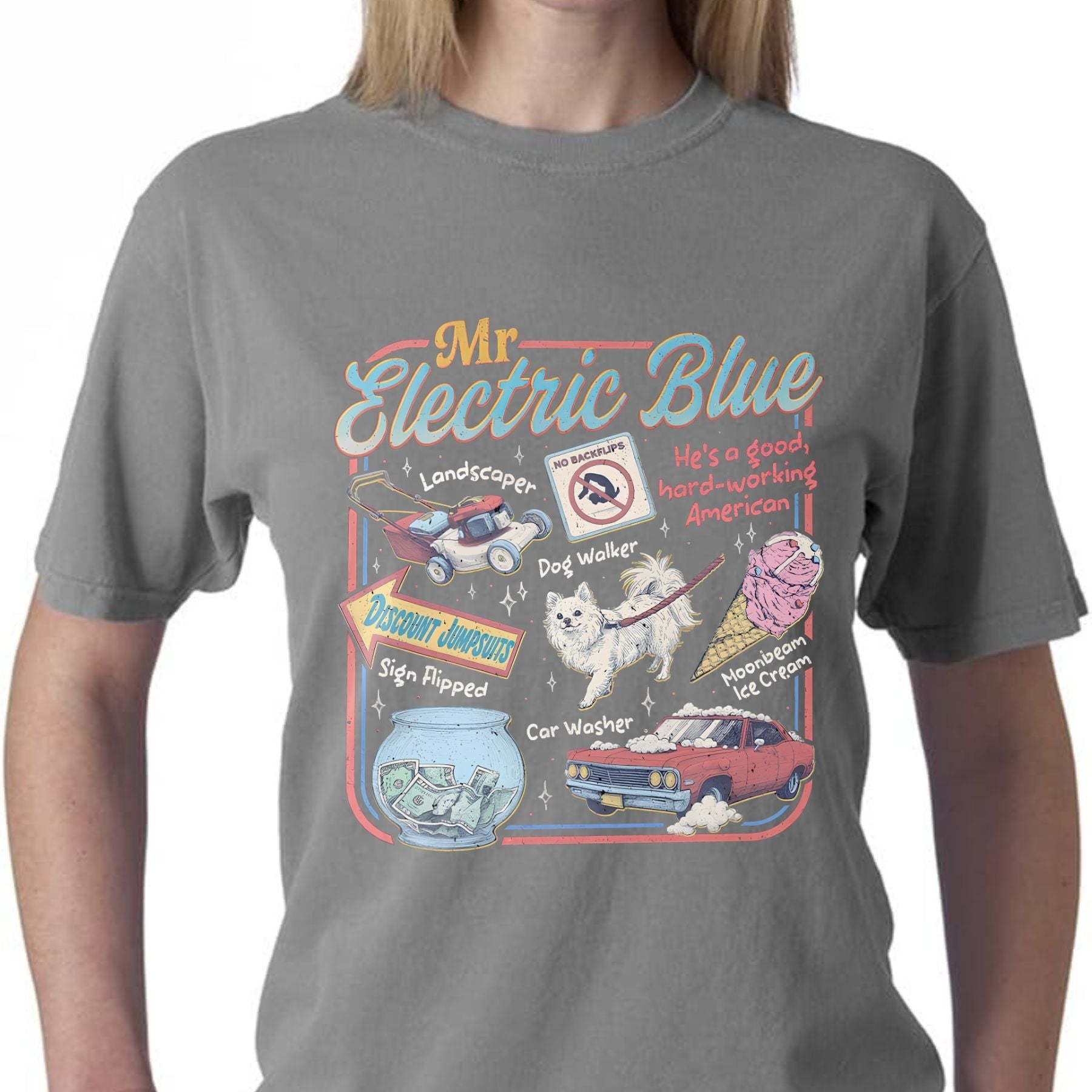 Retro America Band Tee – 2025 Concert Tour Merch, Vintage-Inspired Mr. Electric Blue Shirt, Classic Folk-Rock Fan Apparel