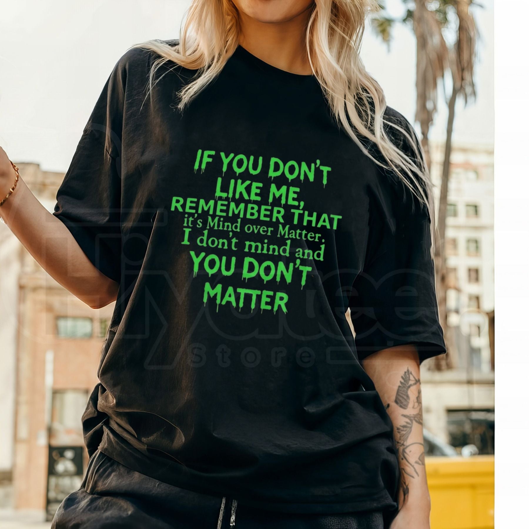 Plus Size Women’s Mind Over Matter T-Shirt – Inspirational Quote Graphic Tee, Casual Cotton Shirt