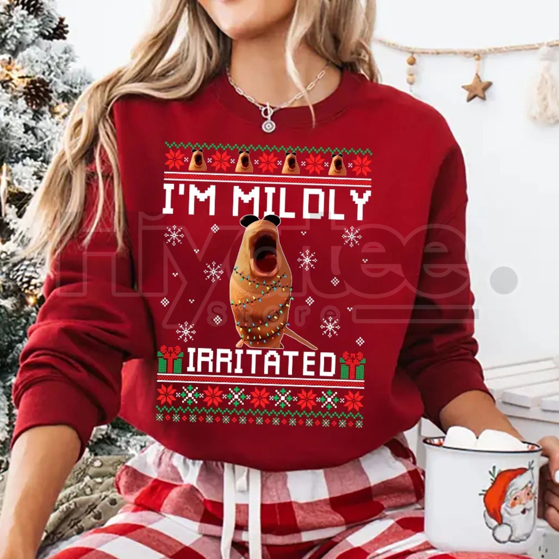 Mildly Irritated Sweatshirt: Funny Meme Ugly Christmas Sweater