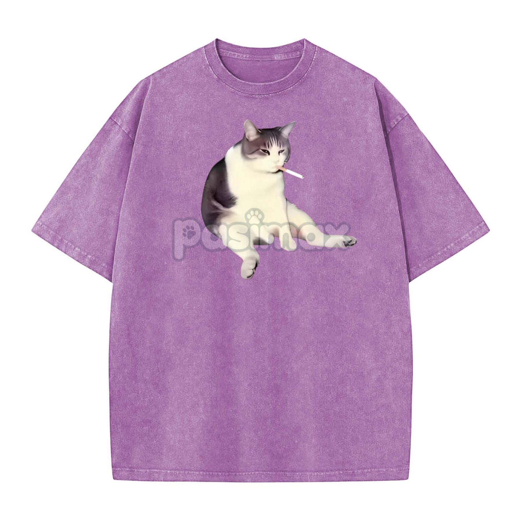 'Cat Smoke' Funny Animal Graphic Tee – Unisex Streetwear Cotton Comfort Shirt, Menswear Womenswear Cool Cat Tee