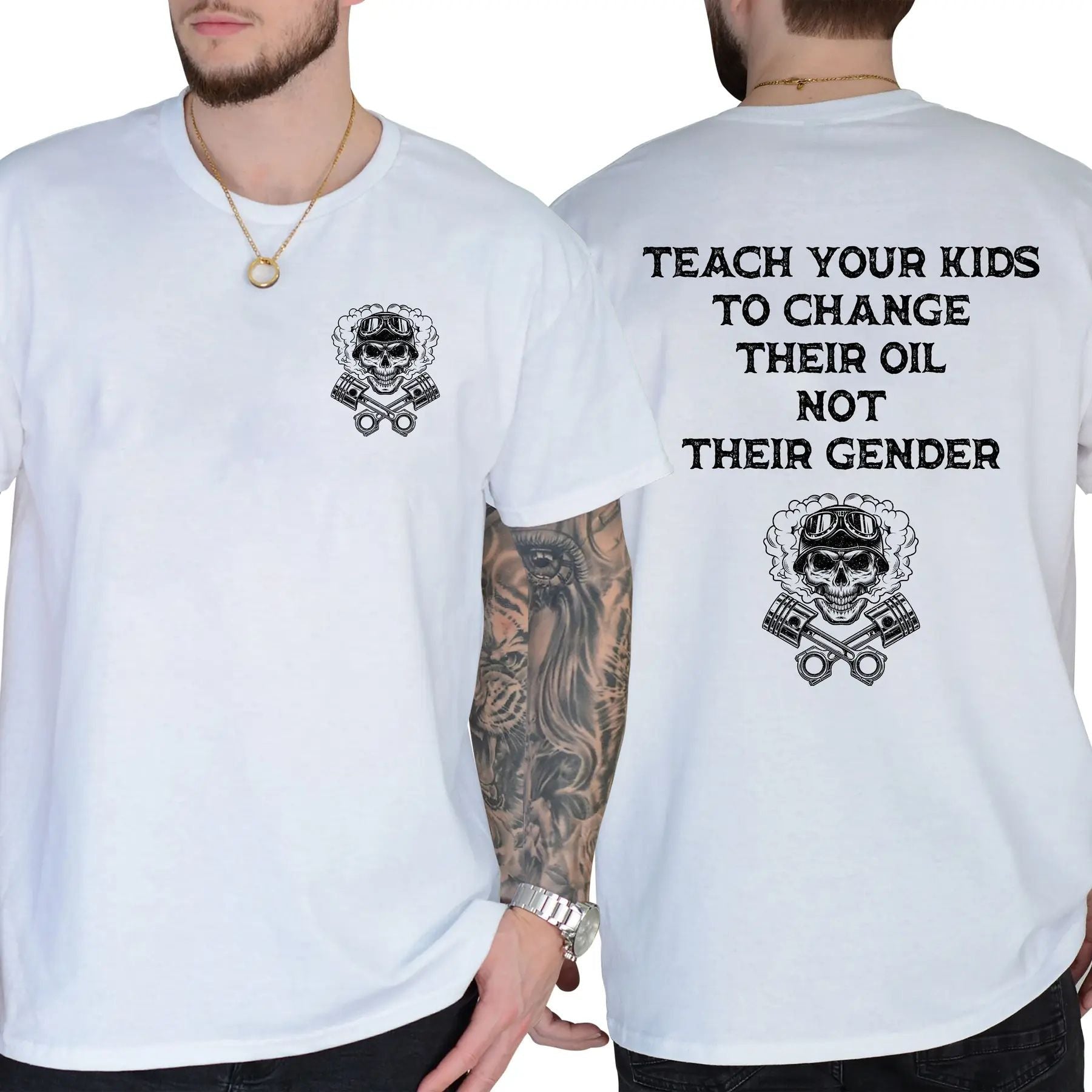 Teach Your Kids To Change Their Oil Not Their Gender T-Shirt – Bold Statement Graphic Tee, Unisex Cotton Casual Shirt