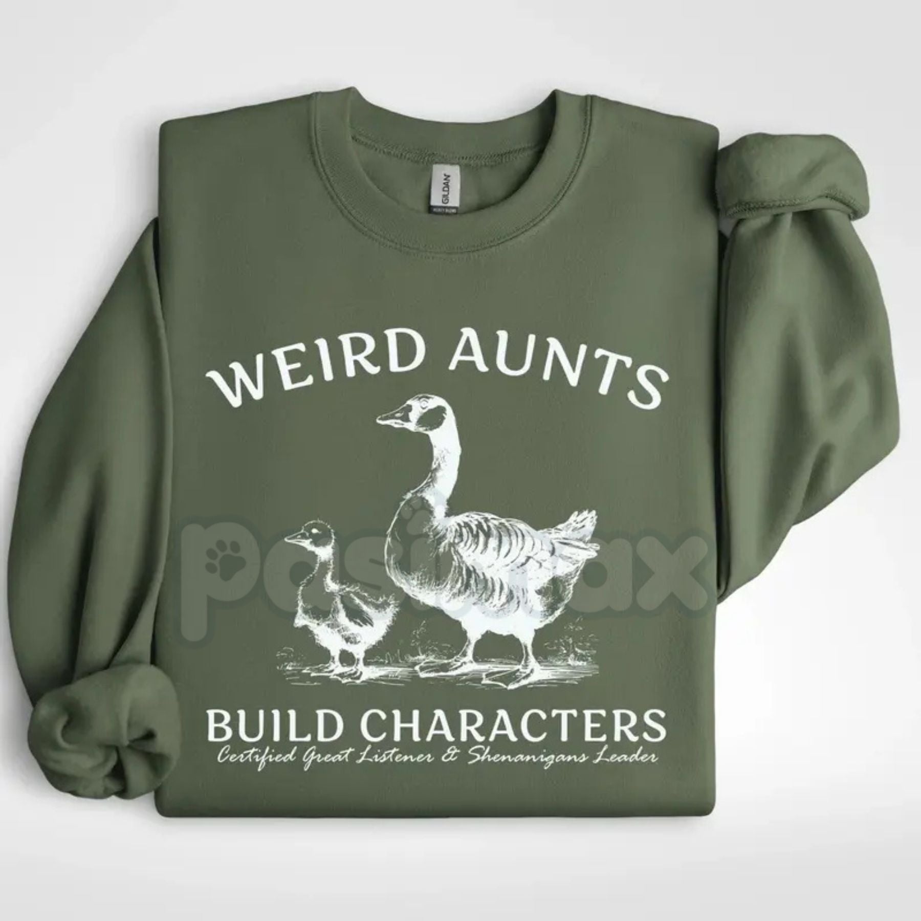 Weird Aunts Build Character Sweatshirt | Funny Cool Aunt Crewneck | Aesthetic Fun Aunt Jumper | Gift for Best Aunt Ever | Eccentric Auntie Graphic Shirt