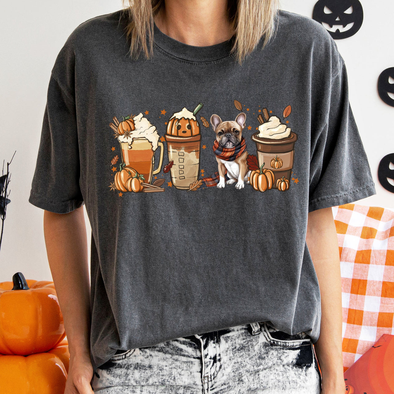 Autumn Dogs and Coffee, Many Breeds Available, Cozy Canine Lovers Collection Comfort Colors Tee