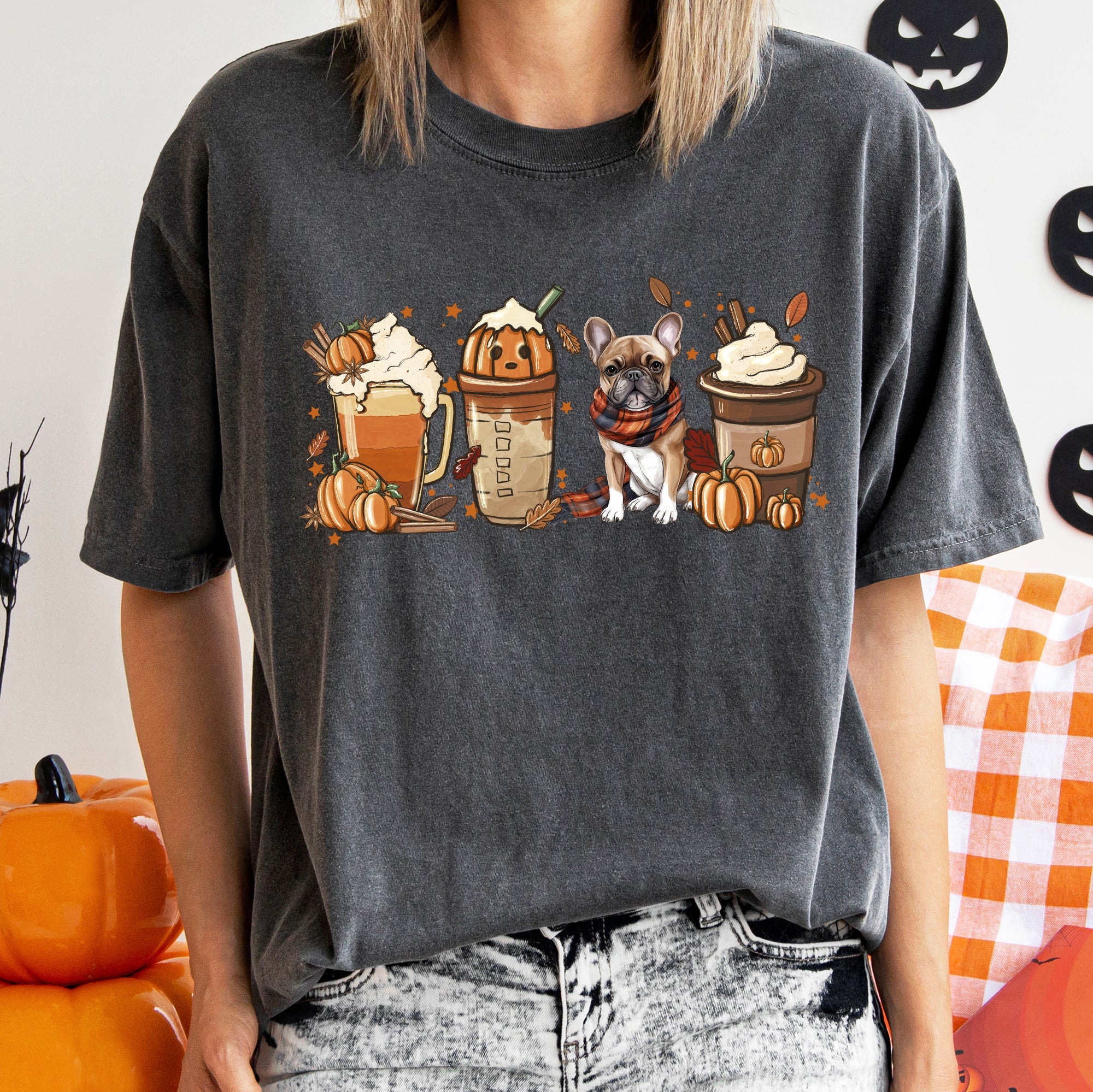 Autumn Dogs and Coffee, Many Breeds Available, Cozy Canine Lovers Collection Comfort Colors Tee