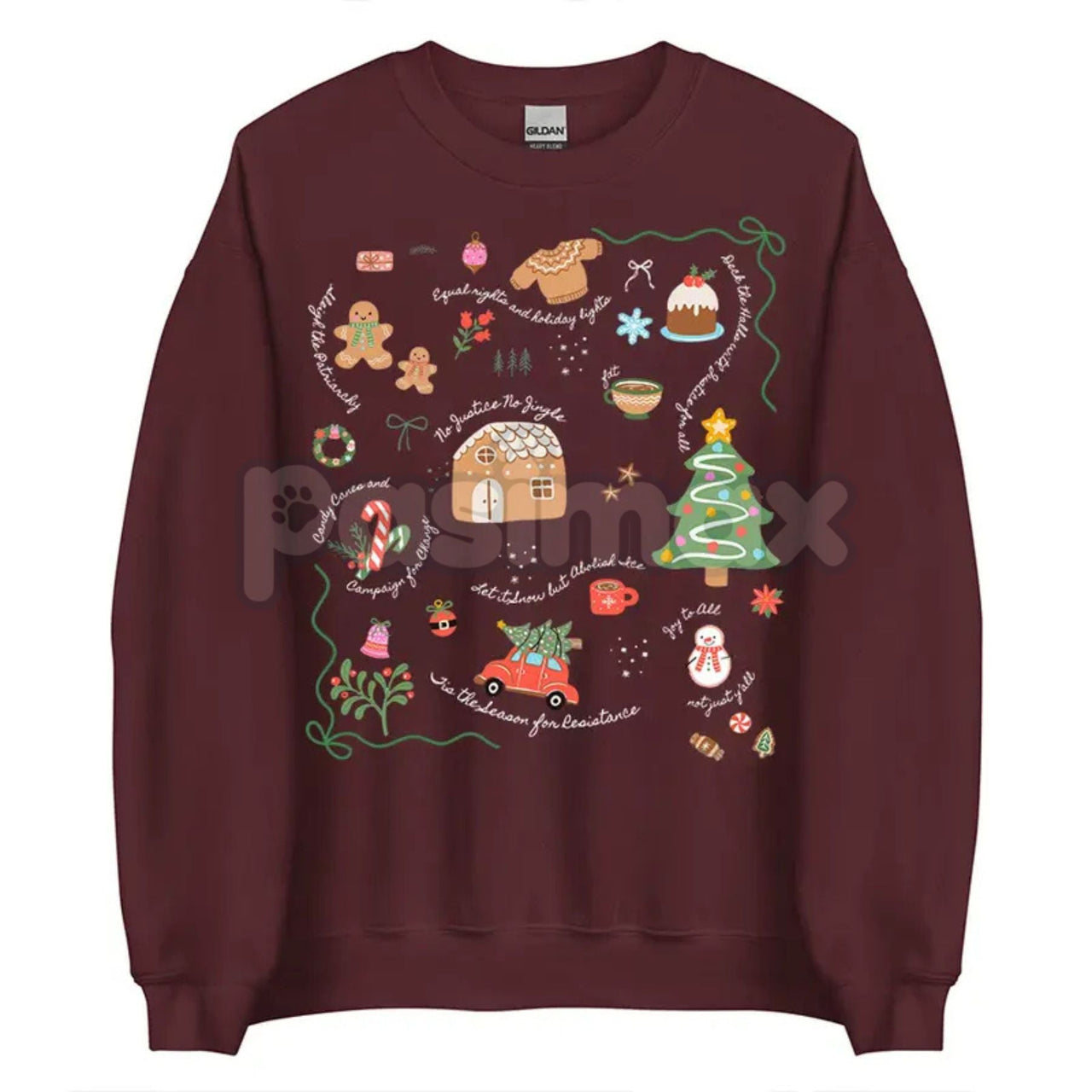 Doodle Christmas Liberal Values Protest Sweatshirt | Political Statement Holiday Crewneck | Progressive Gift