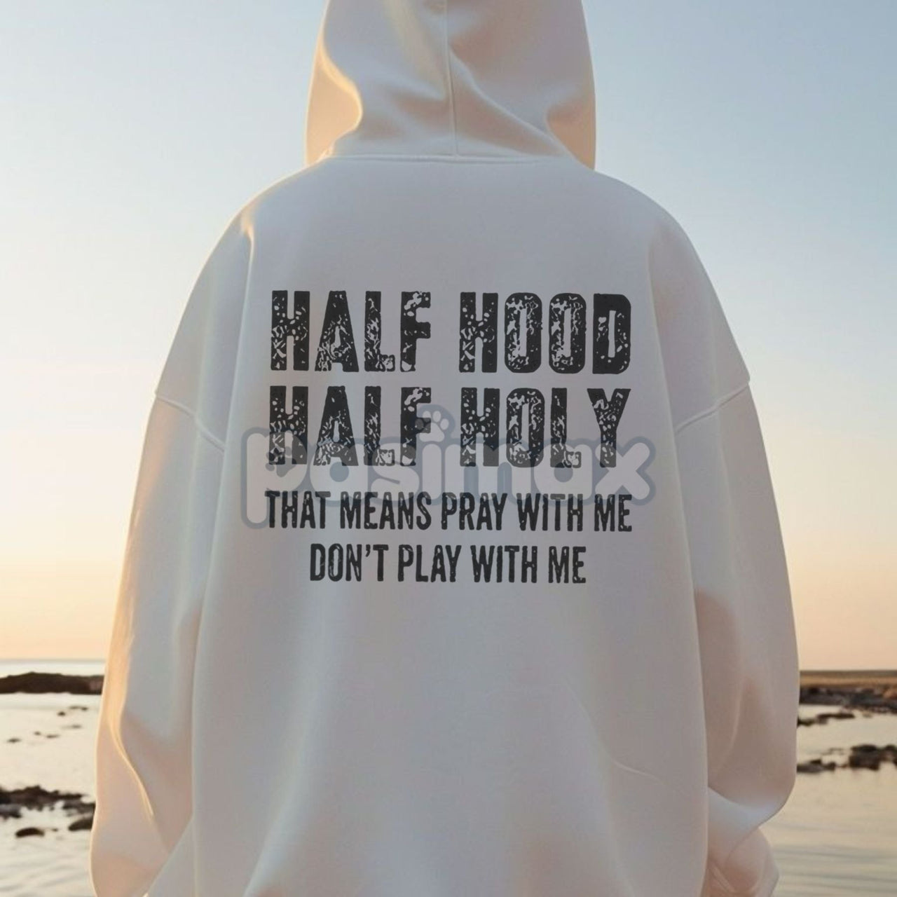 Half Hooded Half Holy Hoodie – Duality Street Style Pullover, 