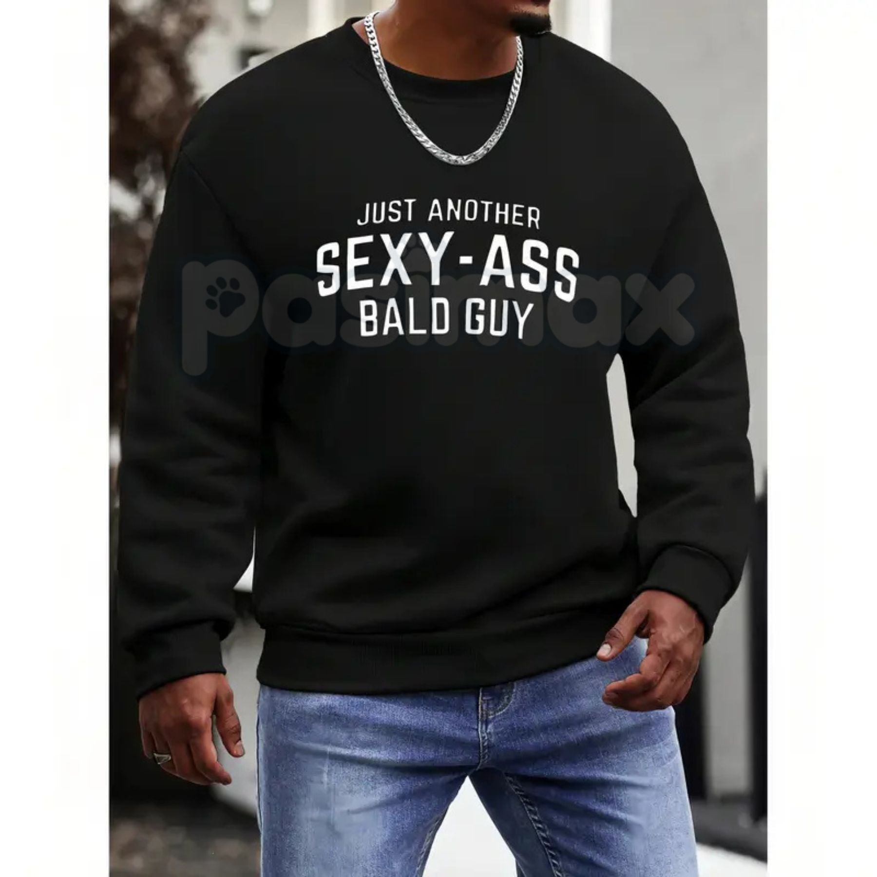 Bald Guy Print Men's Crew Neck – Fashionable Sports T-Shirt, Sweatshirt & Hoodie Collection