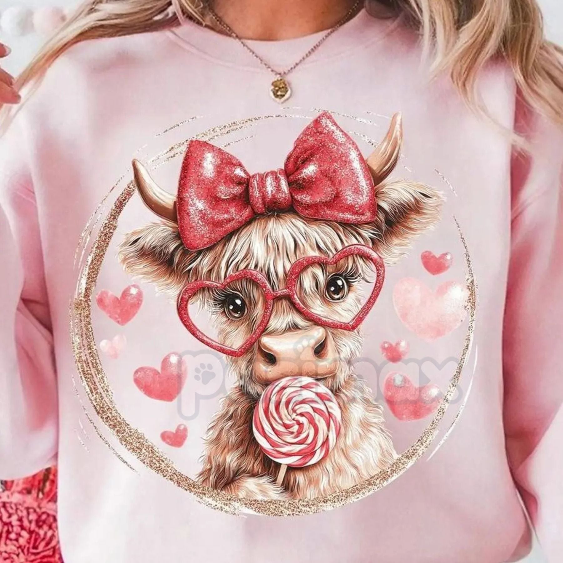 Retro Valentine Highland Cow Sweatshirt | Vintage Aesthetic V-Day Crewneck | Cute Fluffy Cow Heart Jumper | Western Valentine Gift for Her | Shaggy Cow Love Graphic Pullover