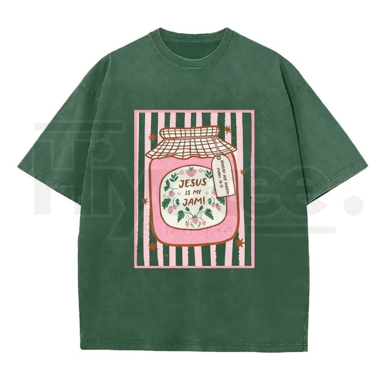 Jesus Is My Jam Vintage Washed T-Shirt – Christian Strawberry Graphic Cotton Tee