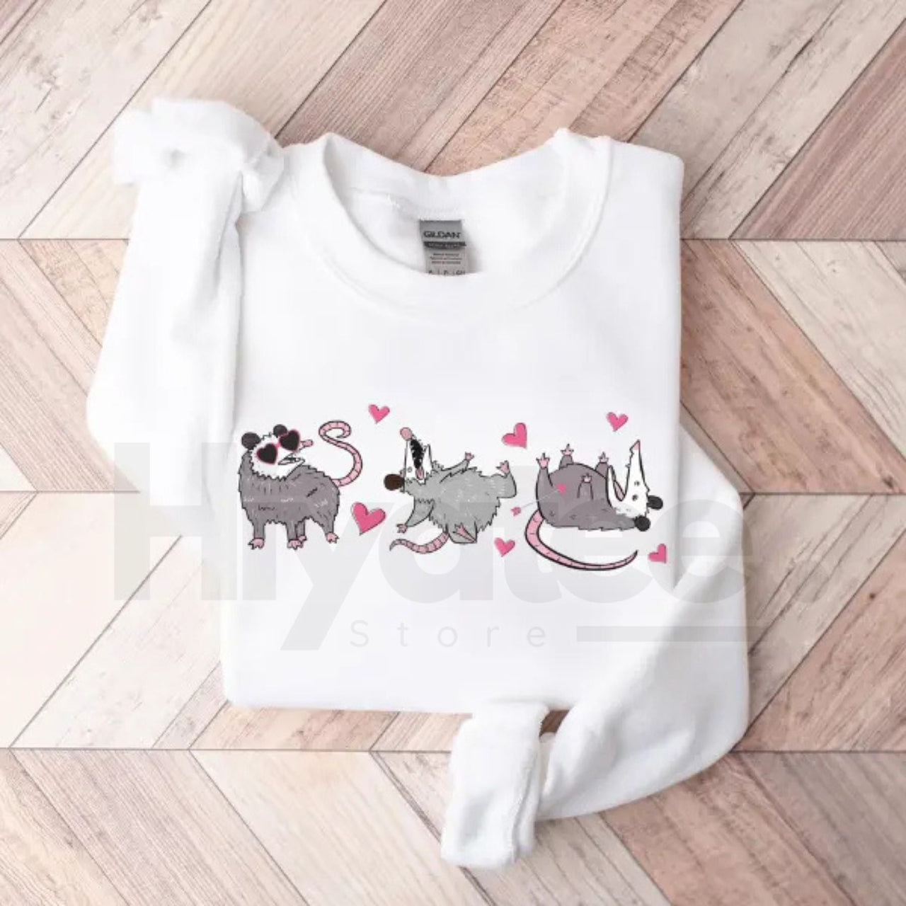 Funny Possum Valentine Sweatshirt: Cute Opossum Love Heart Crewneck Gift