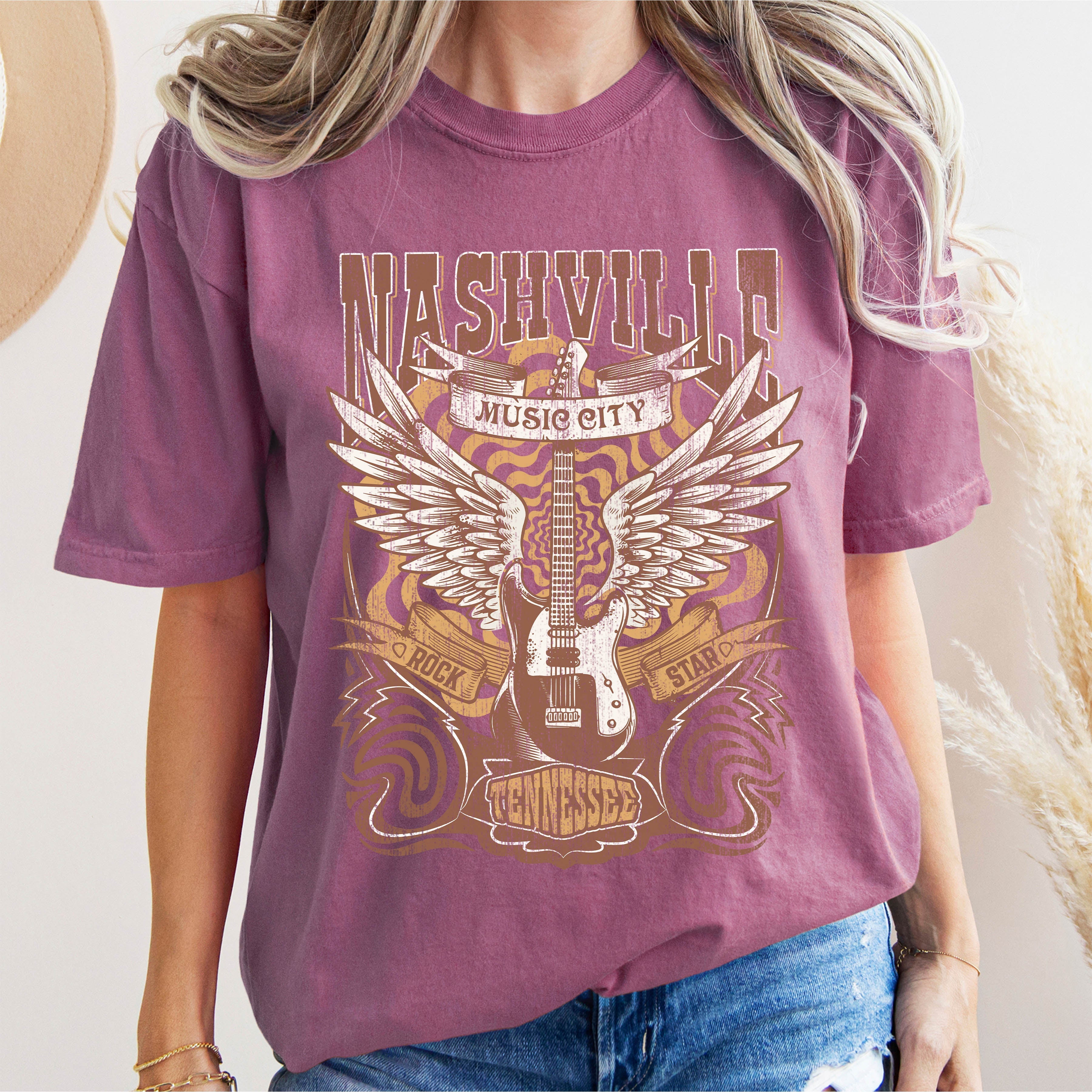Nashville Tennessee Rock Star Live Music City Vibe Edition Collection Comfort Colors Tee