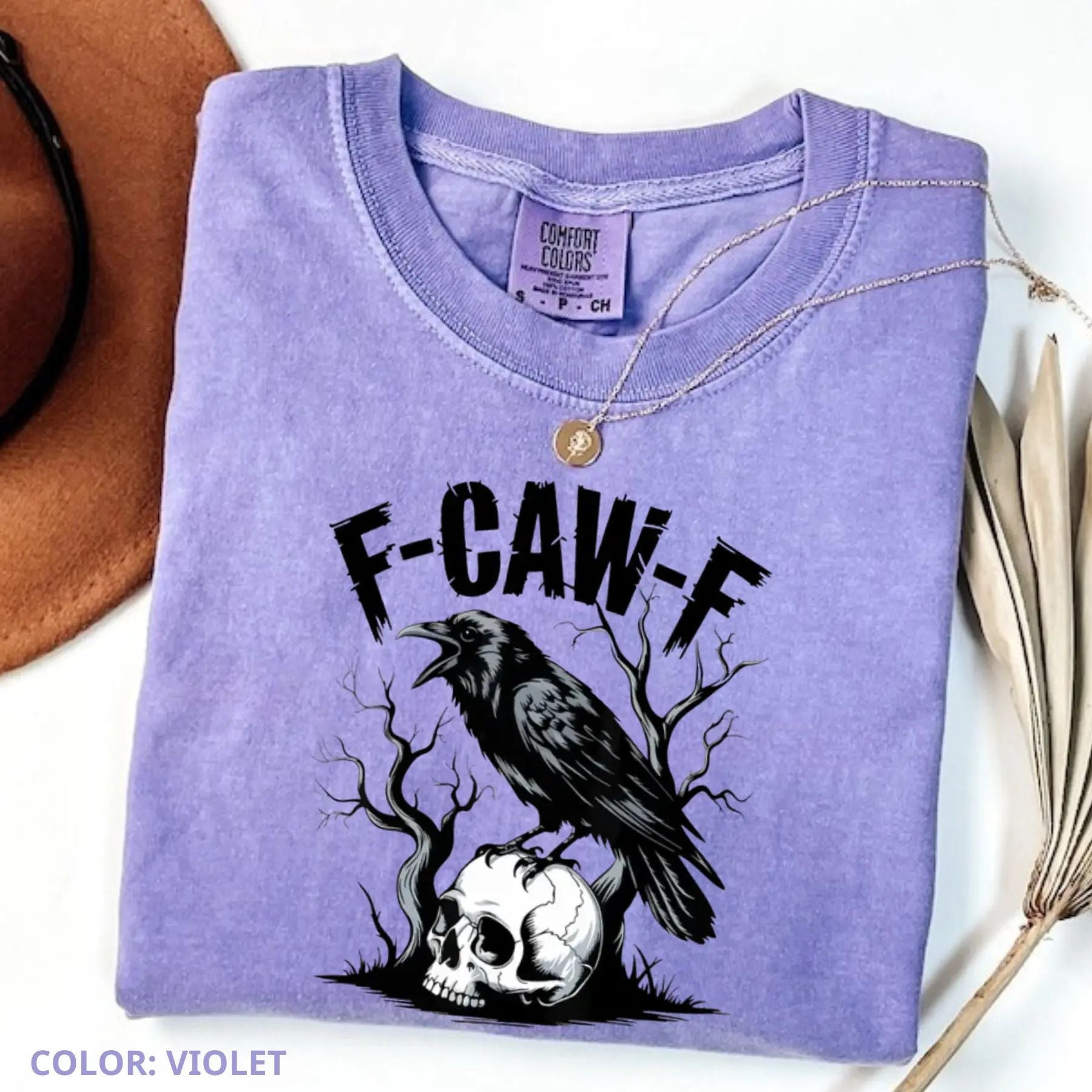 Comfort Colors F-Caw-F T-Shirt – Witty Crow Art, Sassy Raven Funny Tee, Edgy Humor Shirt, Bold Statement Top