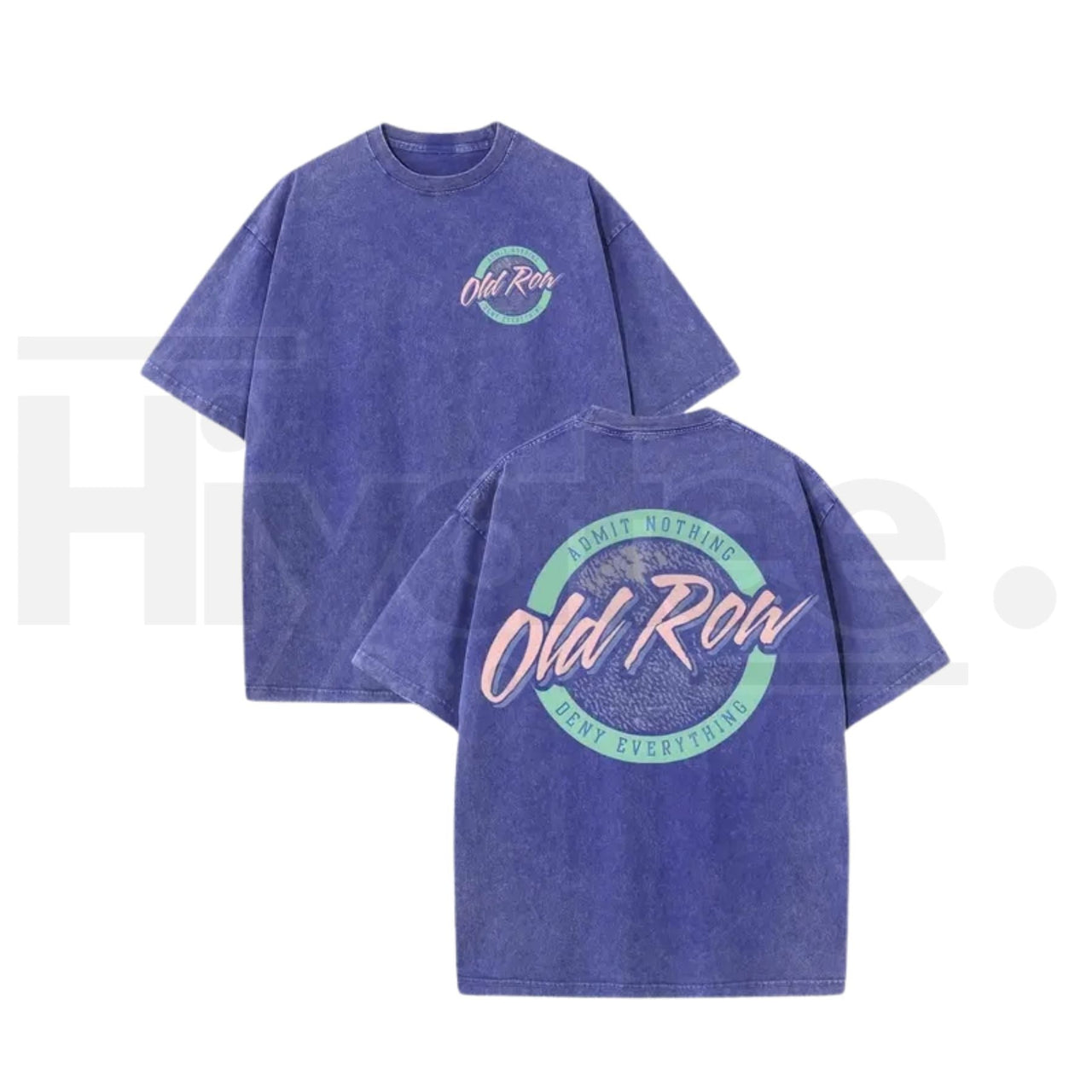 Old Row Men's Vintage Washed Batik T-Shirt – Dual-Sided Logo Graphic, 230g Heavyweight Cotton