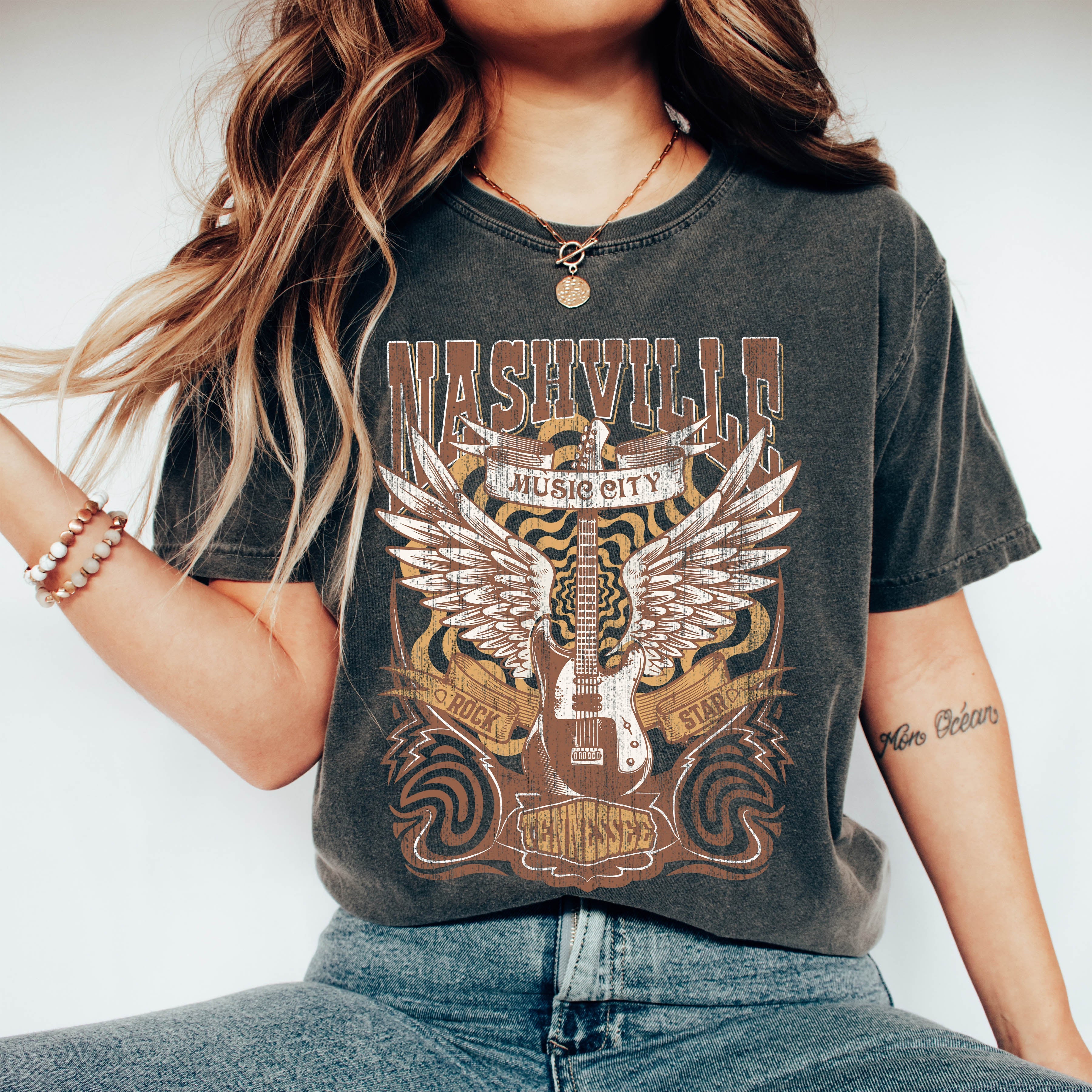 Nashville Tennessee Rock Star Live Music City Vibe Edition Collection Comfort Colors Tee