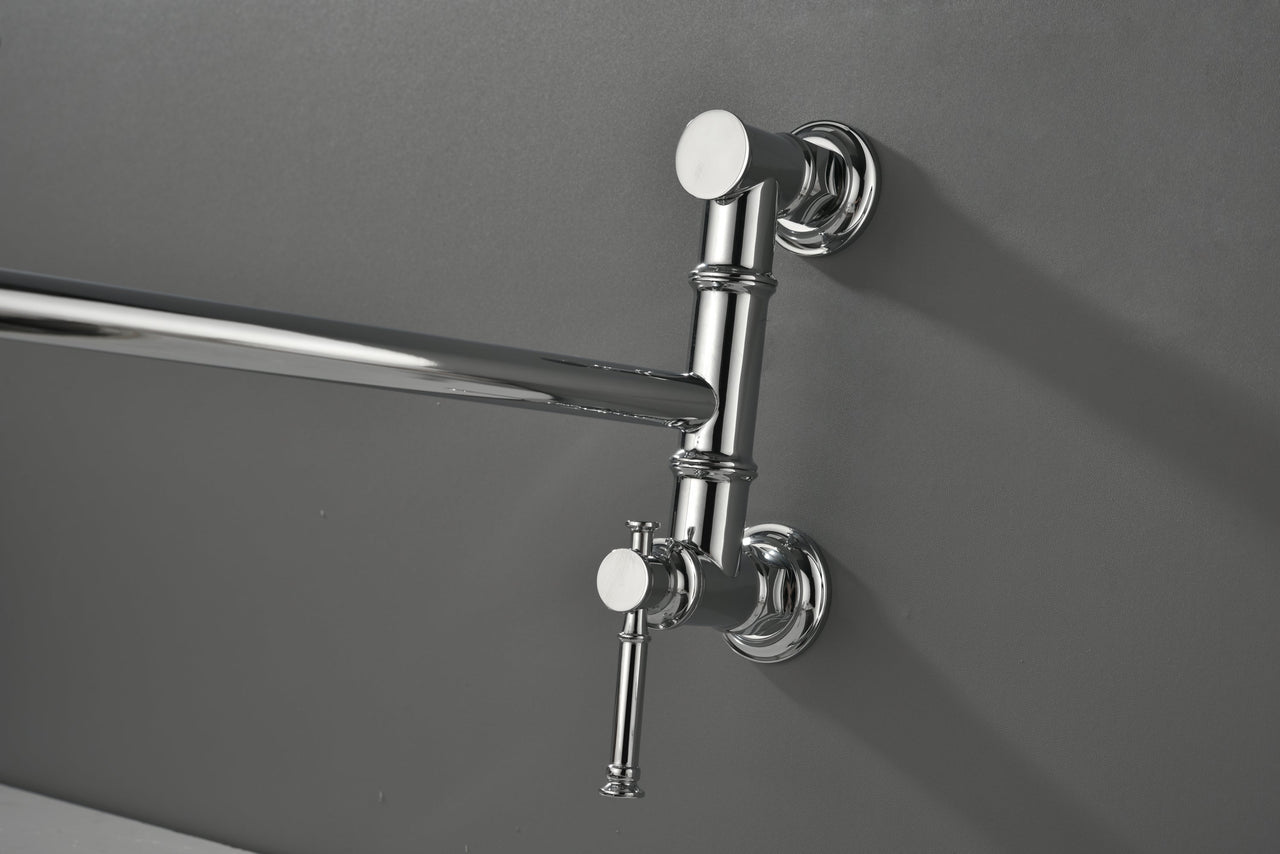 Wall mounted Pot Filler Faucet, Modern Brass Pot Filler Two-Attachment Wall Mount Folding Kitchen Pot Filler Swing Arm