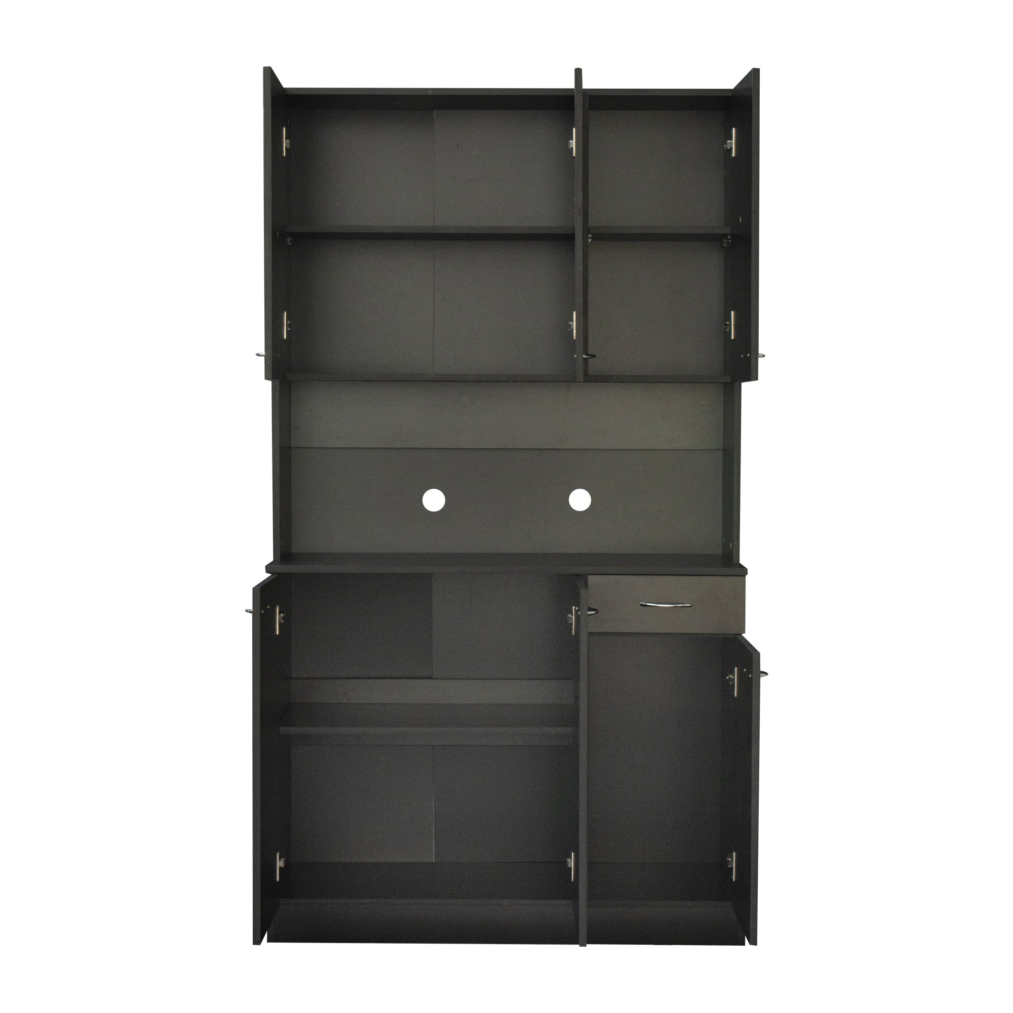 70.87' Tall Wardrobe& Kitchen Cabinet, with 6-Doors, 1-Open Shelves and 1-Drawer for bedroom,Black