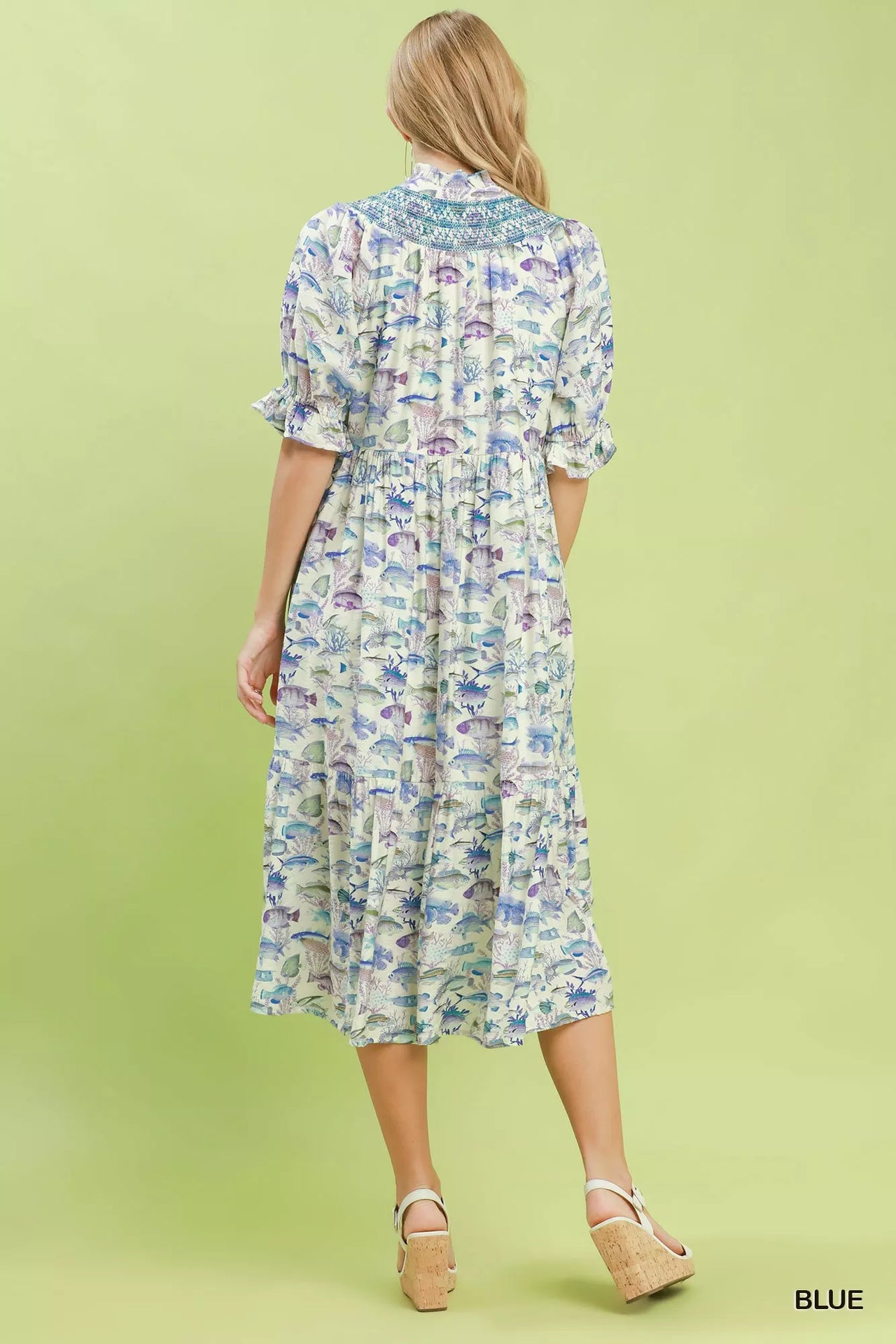 Umgee Print Tiered Midi Dress