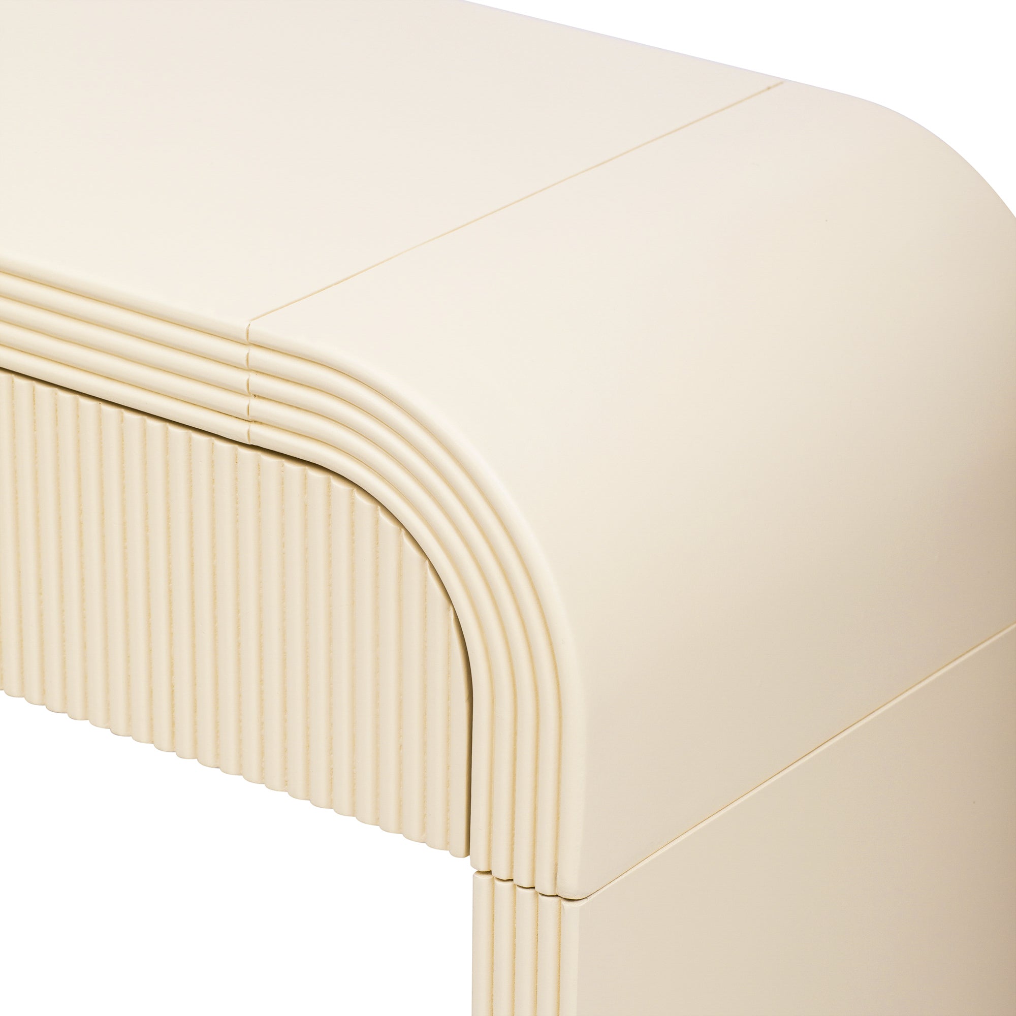 TREXM Modern Console Table with 2 Storage Drawers, Fluted Entryway Table with Rounded Silhouette for Hallway Living Room and Entryway (Apricot Cream)